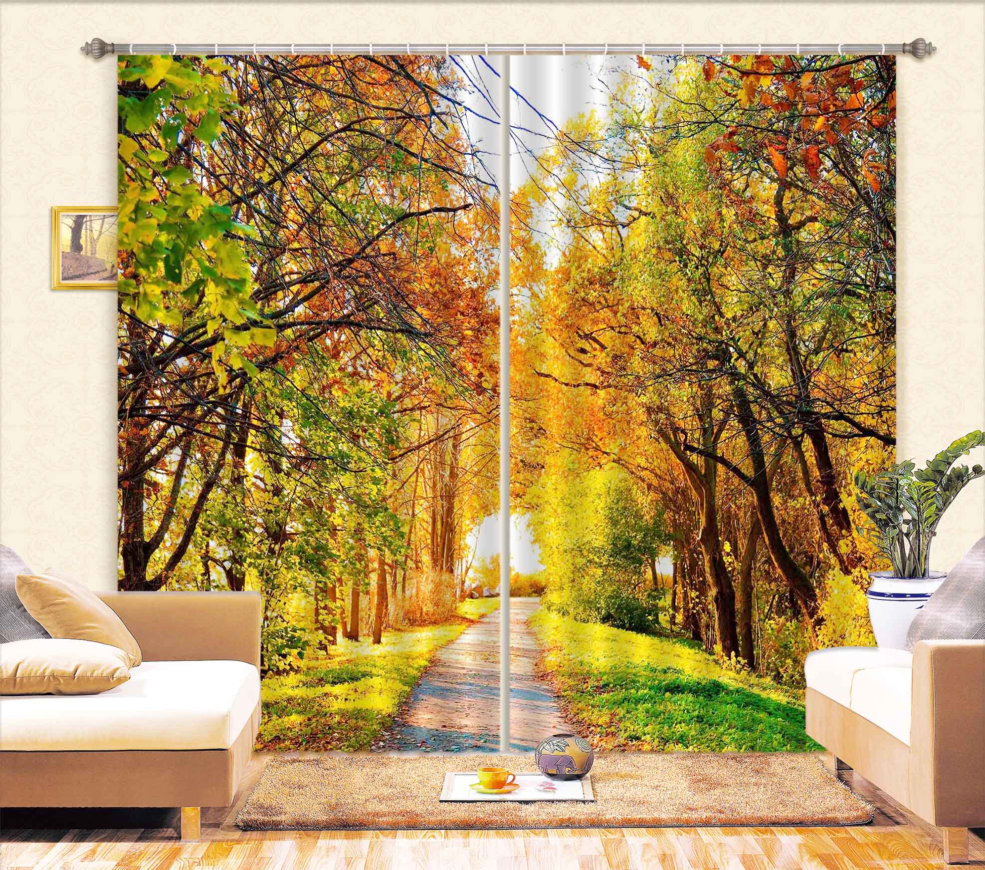 3D Sunny Forest 125 Curtains Drapes