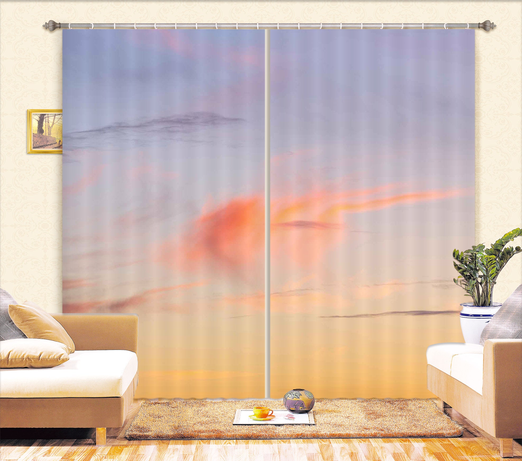 3D Clouds Sunset 6407 Assaf Frank Curtain Curtains Drapes