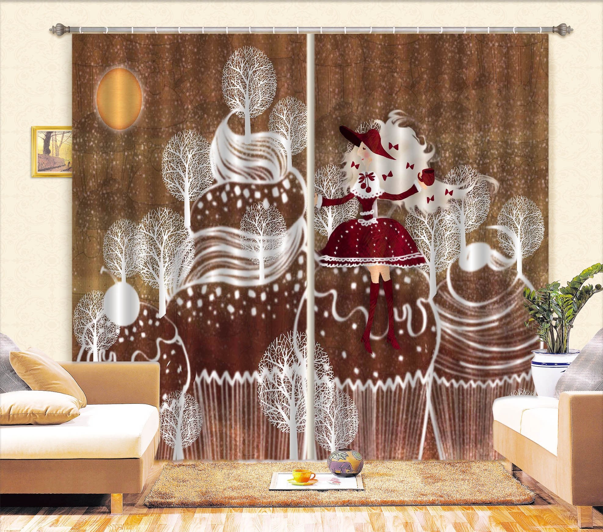 3D Ice Cream Pattern Curtains Drapes Wallpaper AJ Wallpaper 