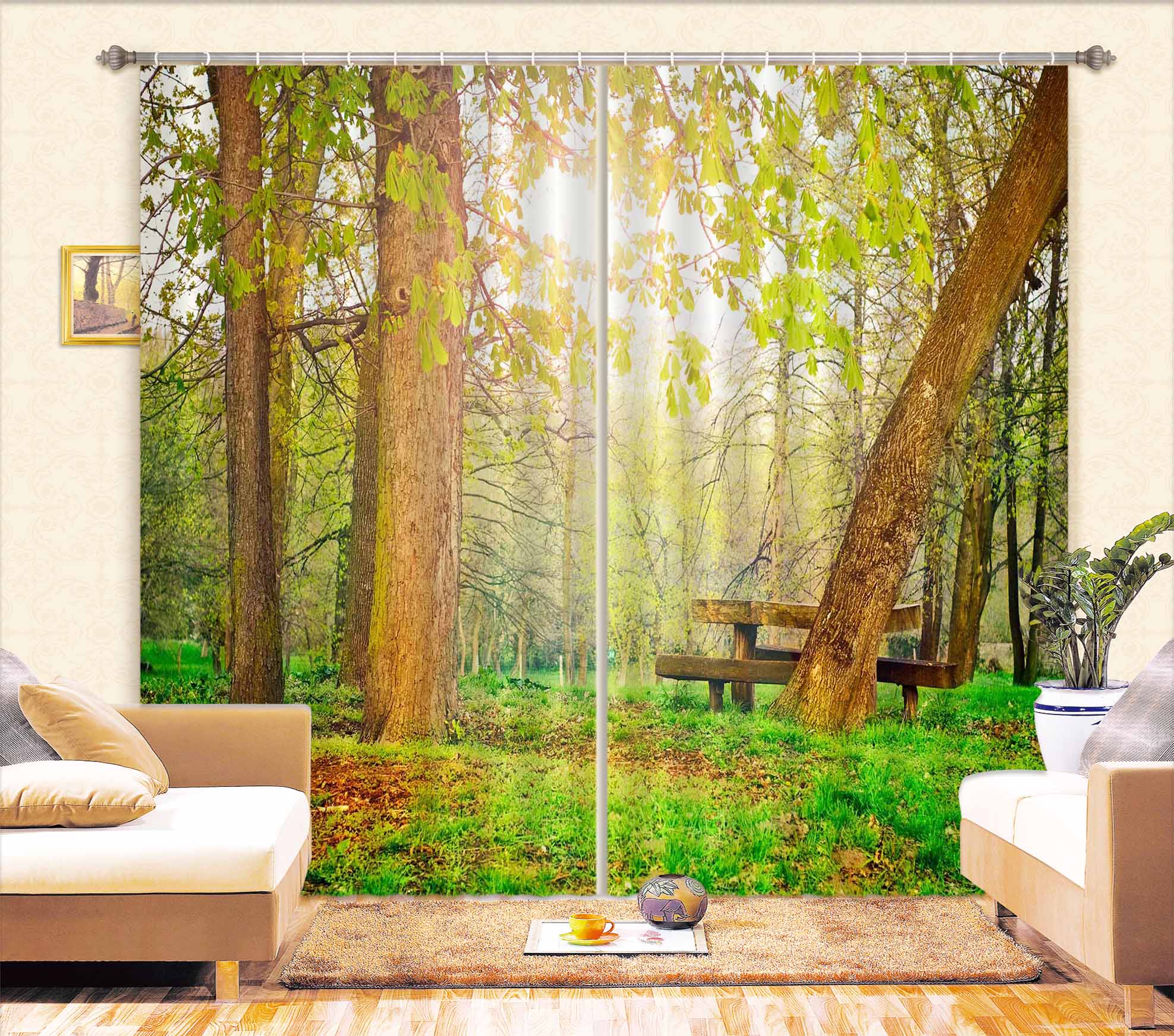 3D Sunny Forest 824 Curtains Drapes