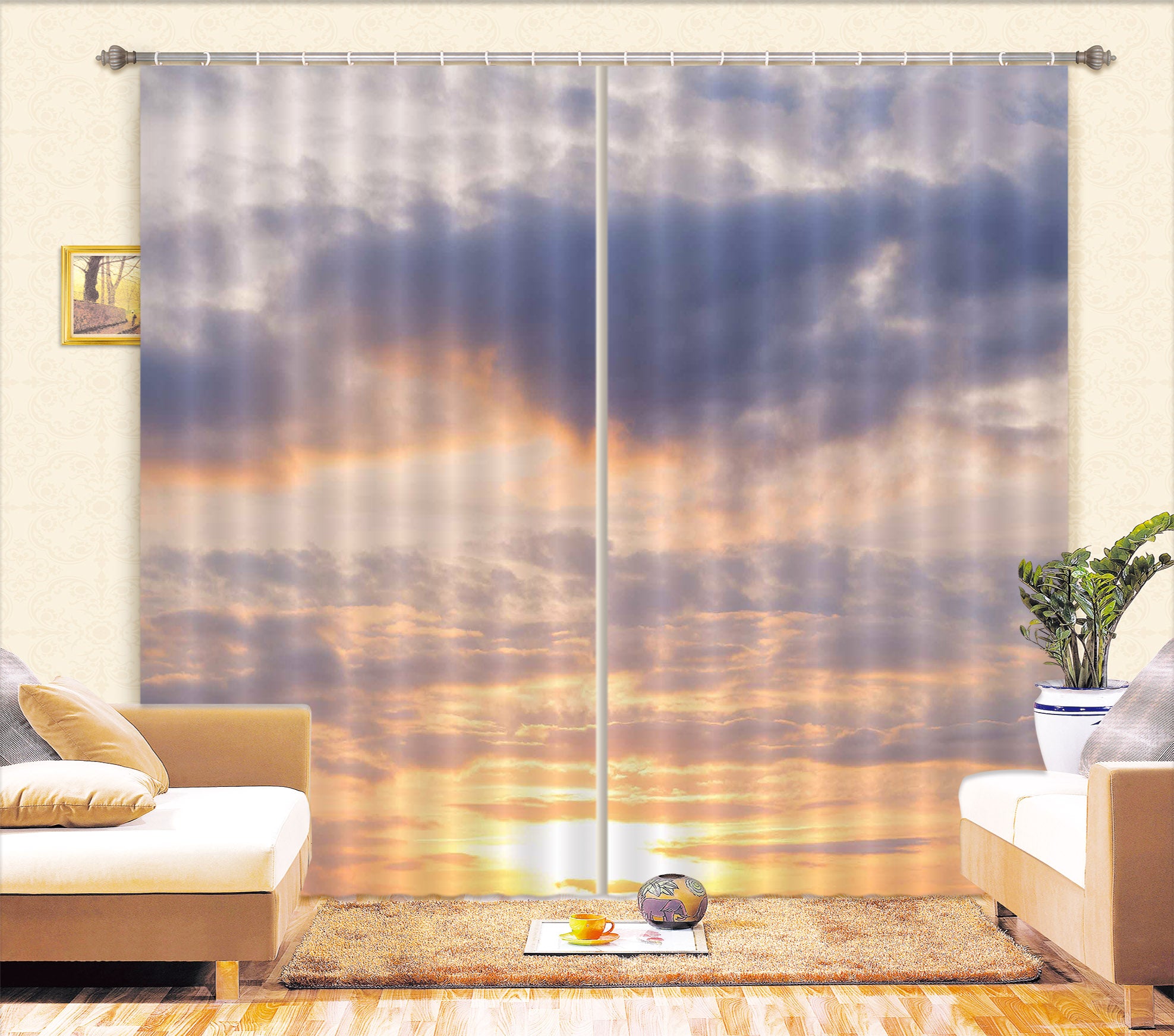 3D Sunset Sky 6403 Assaf Frank Curtain Curtains Drapes