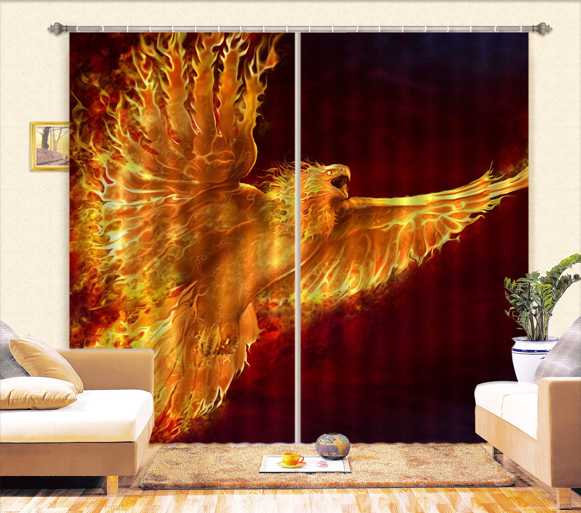 3D Flame Eagle 5065 Tom Wood Curtain Curtains Drapes