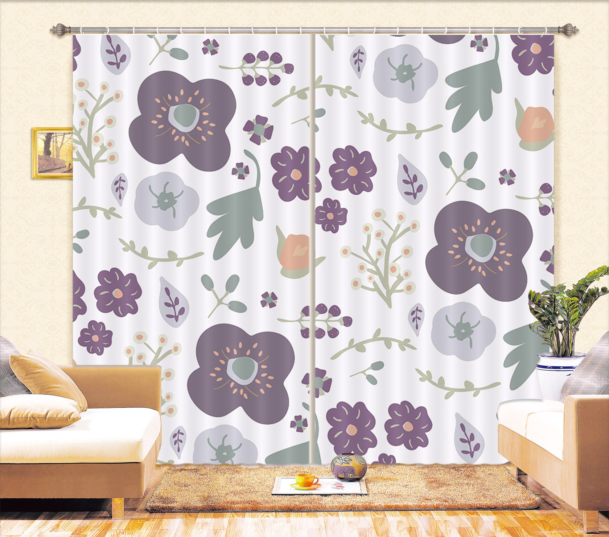 3D Flower Pattern 043 Jillian Helvey Curtain Curtains Drapes