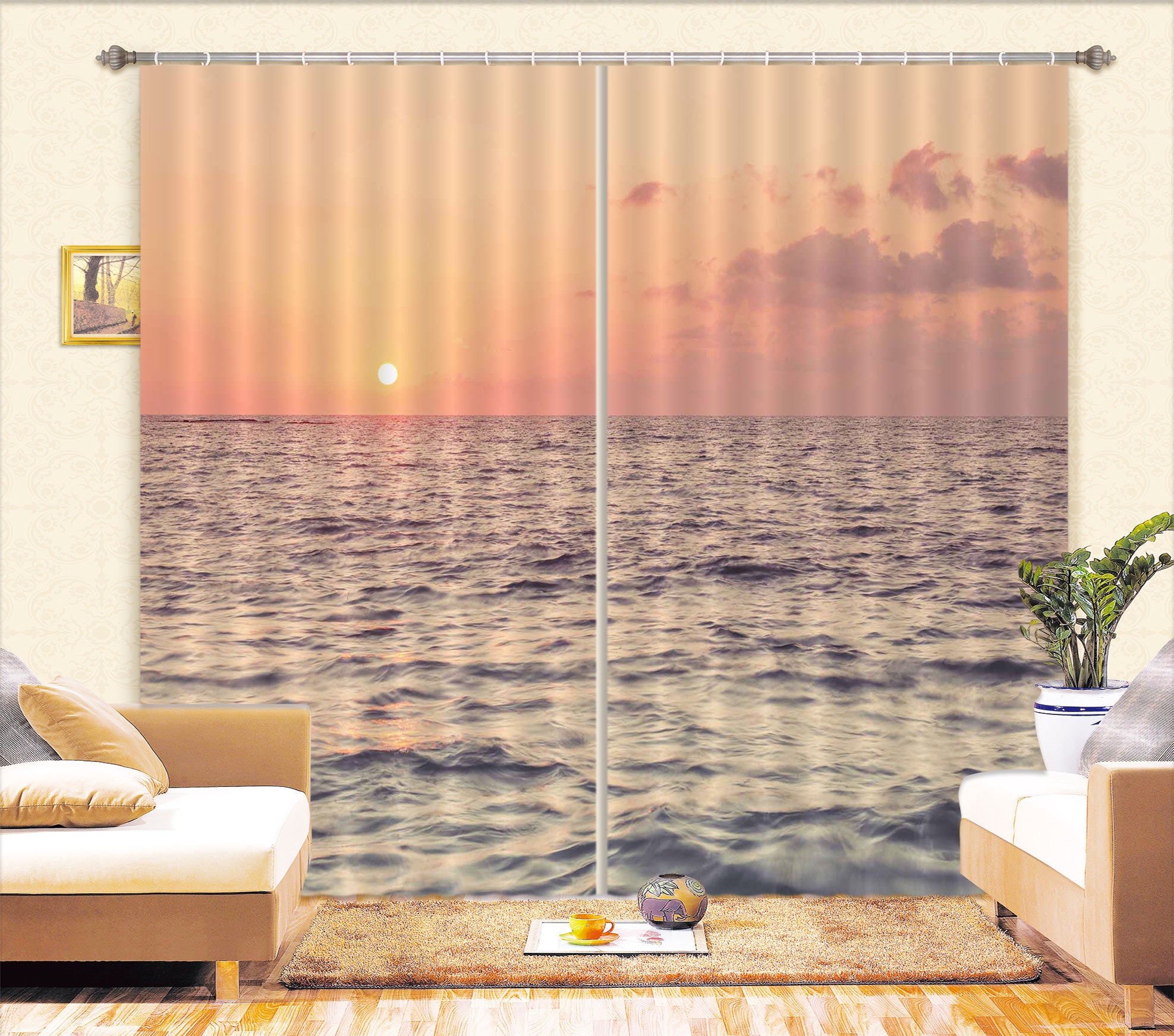 3D Evening Sea 046 Assaf Frank Curtain Curtains Drapes