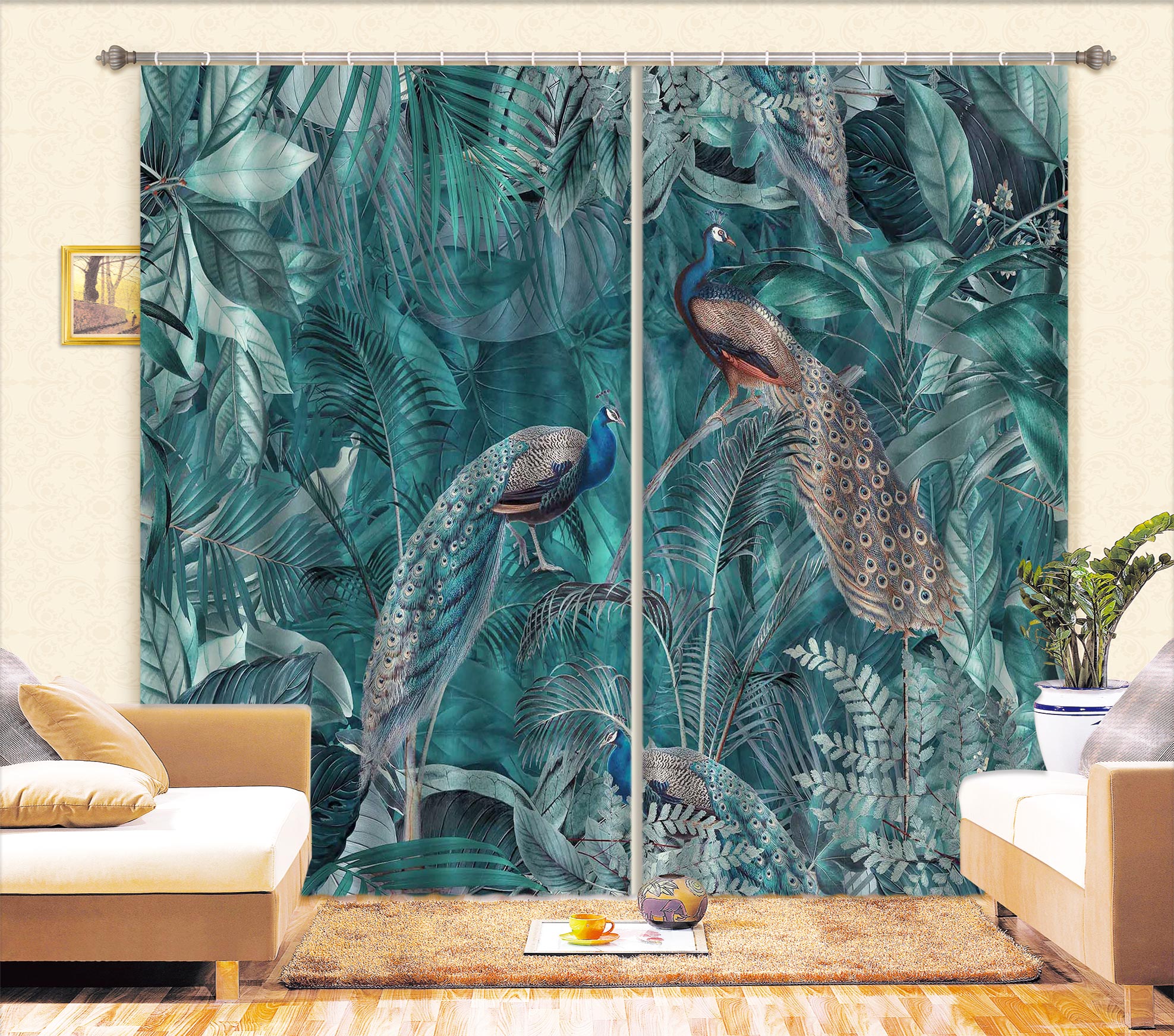 3D Peacock Leaves 012 Andrea haase Curtain Curtains Drapes