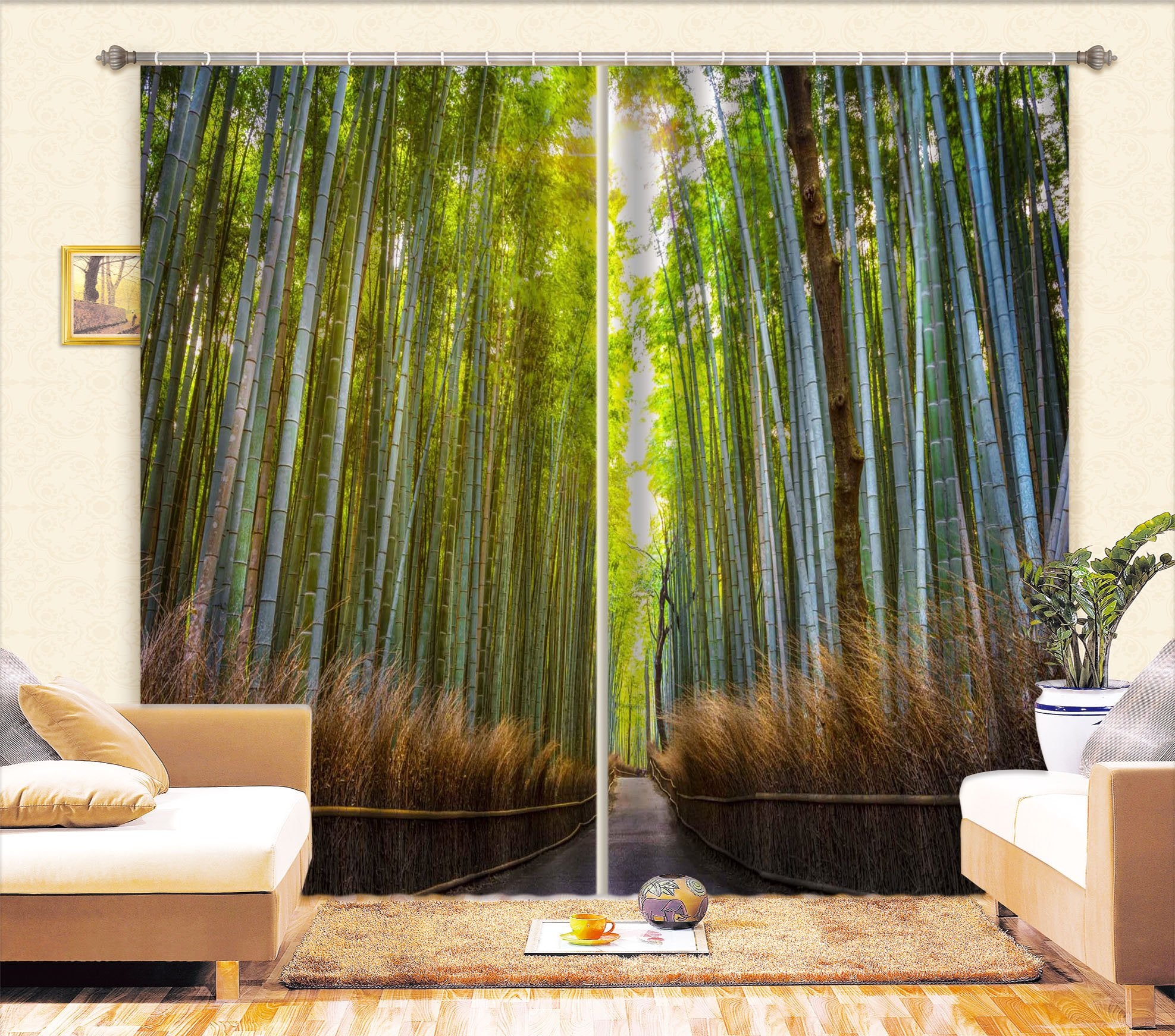 3D Bamboo Forest 079 Marco Carmassi Curtain Curtains Drapes Wallpaper AJ Wallpaper 