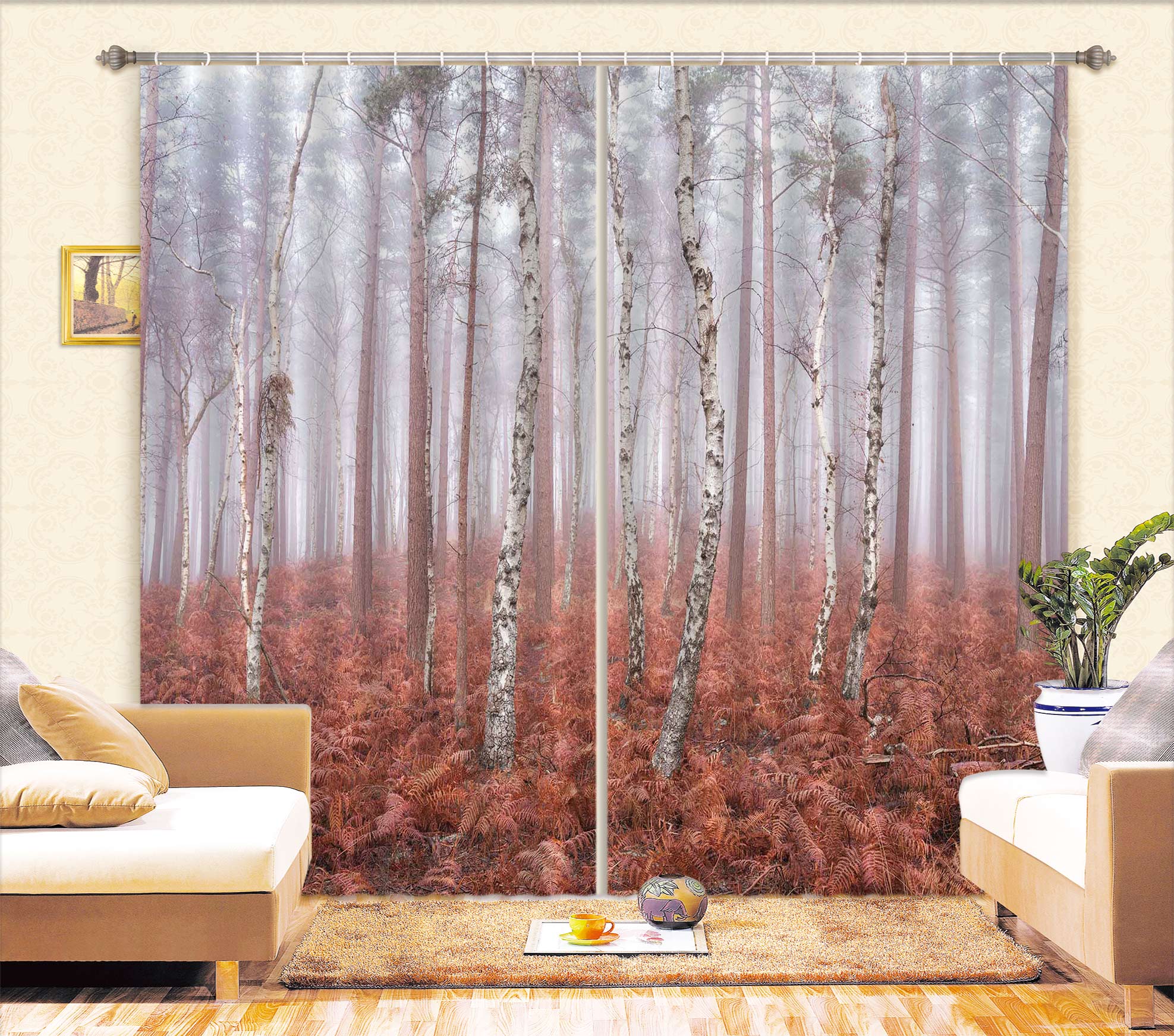 3D Trees Grass 6589 Assaf Frank Curtain Curtains Drapes