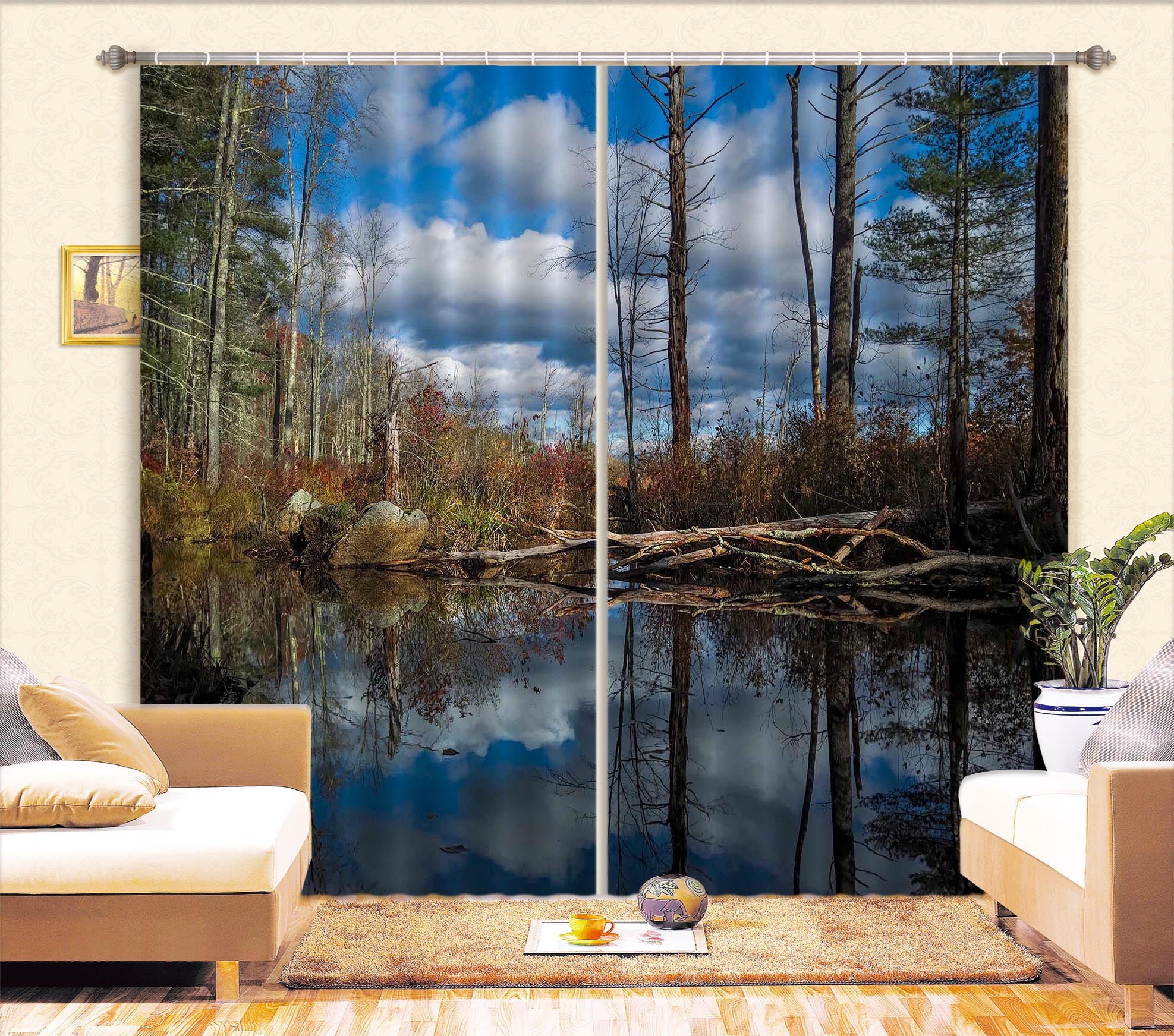 3D Cloud Pond 005 Jerry LoFaro Curtain Curtains Drapes