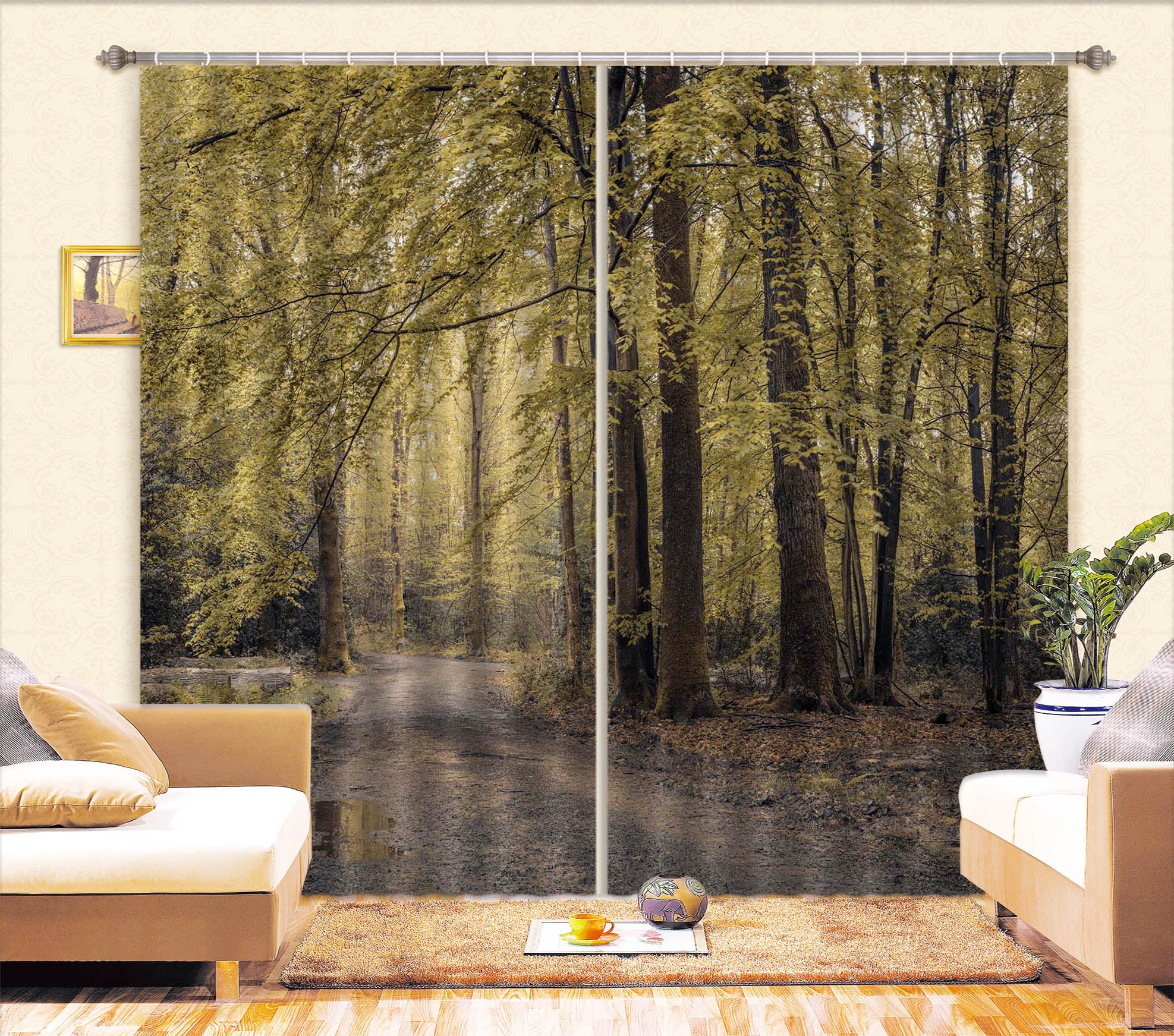 3D Green Forest 6392 Assaf Frank Curtain Curtains Drapes