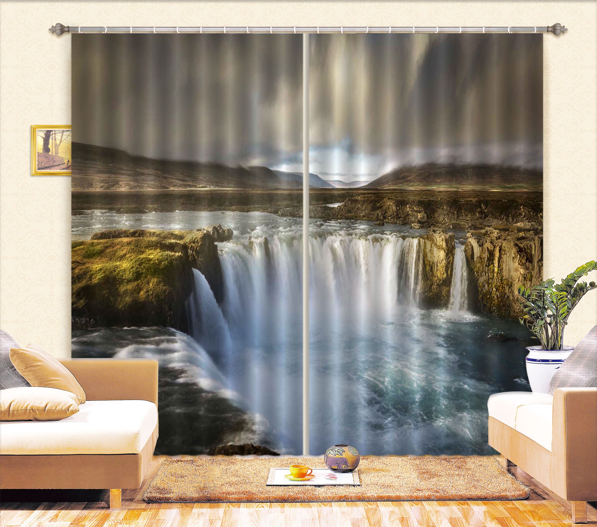 3D Forest Waterfall 135 Marco Carmassi Curtain Curtains Drapes