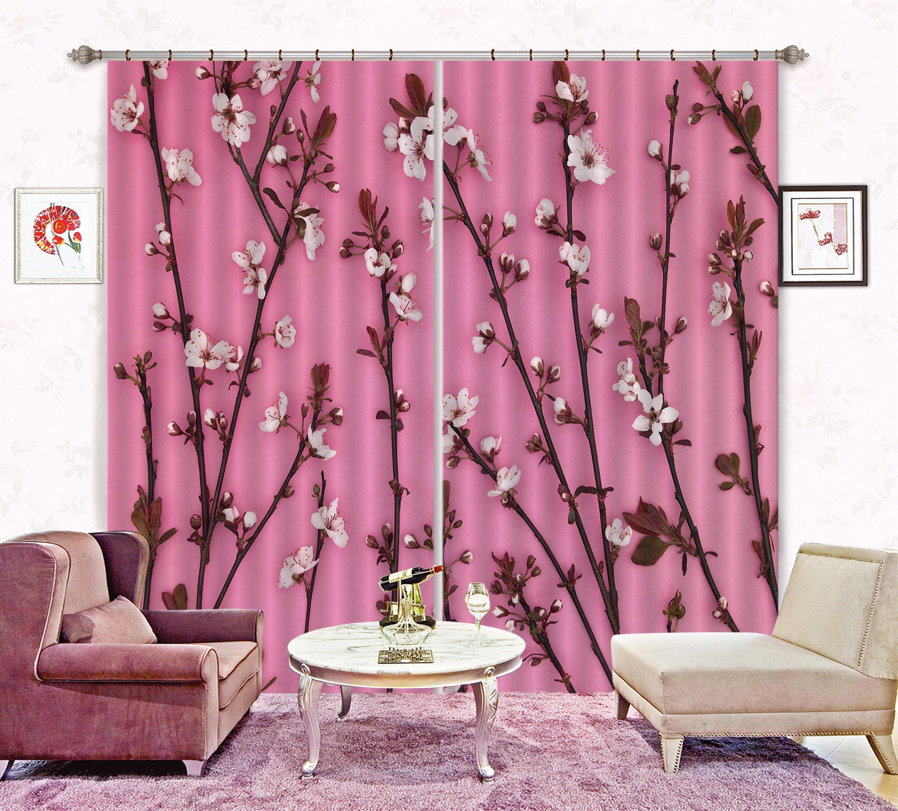 3D Prunus Cistena 037 Assaf Frank Curtain Curtains Drapes