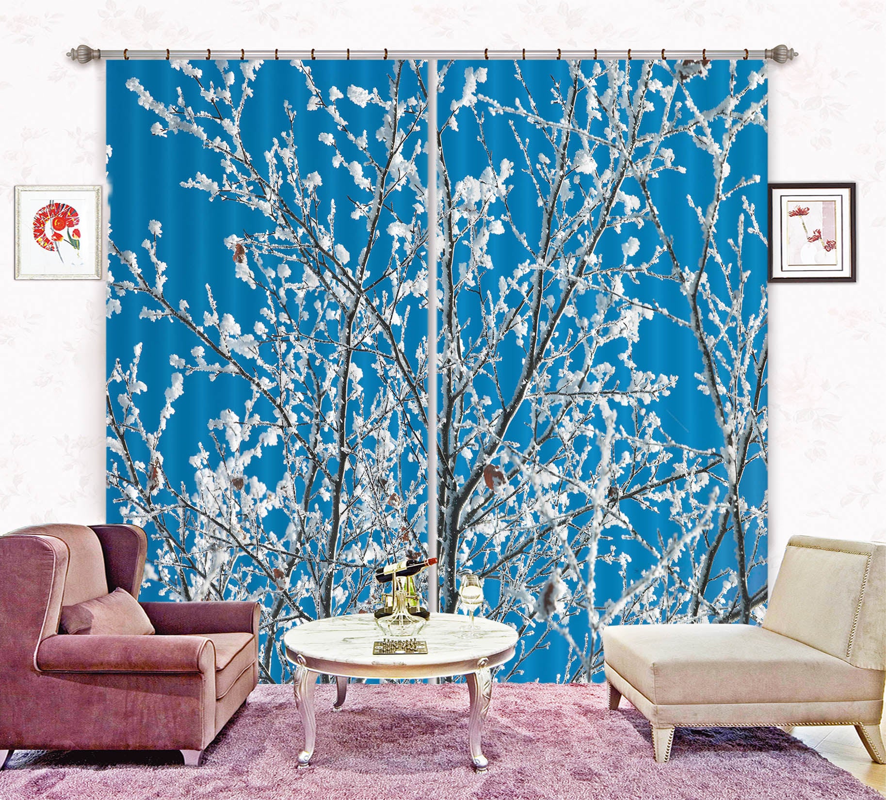 3D Sunny Flowers 207 Assaf Frank Curtain Curtains Drapes