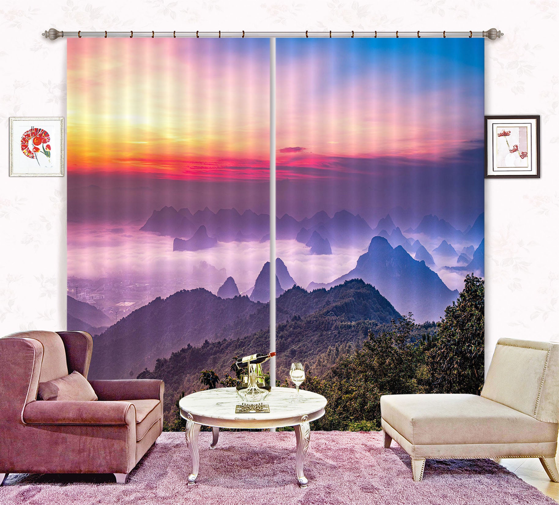3D Morning Valley 835 Curtains Drapes