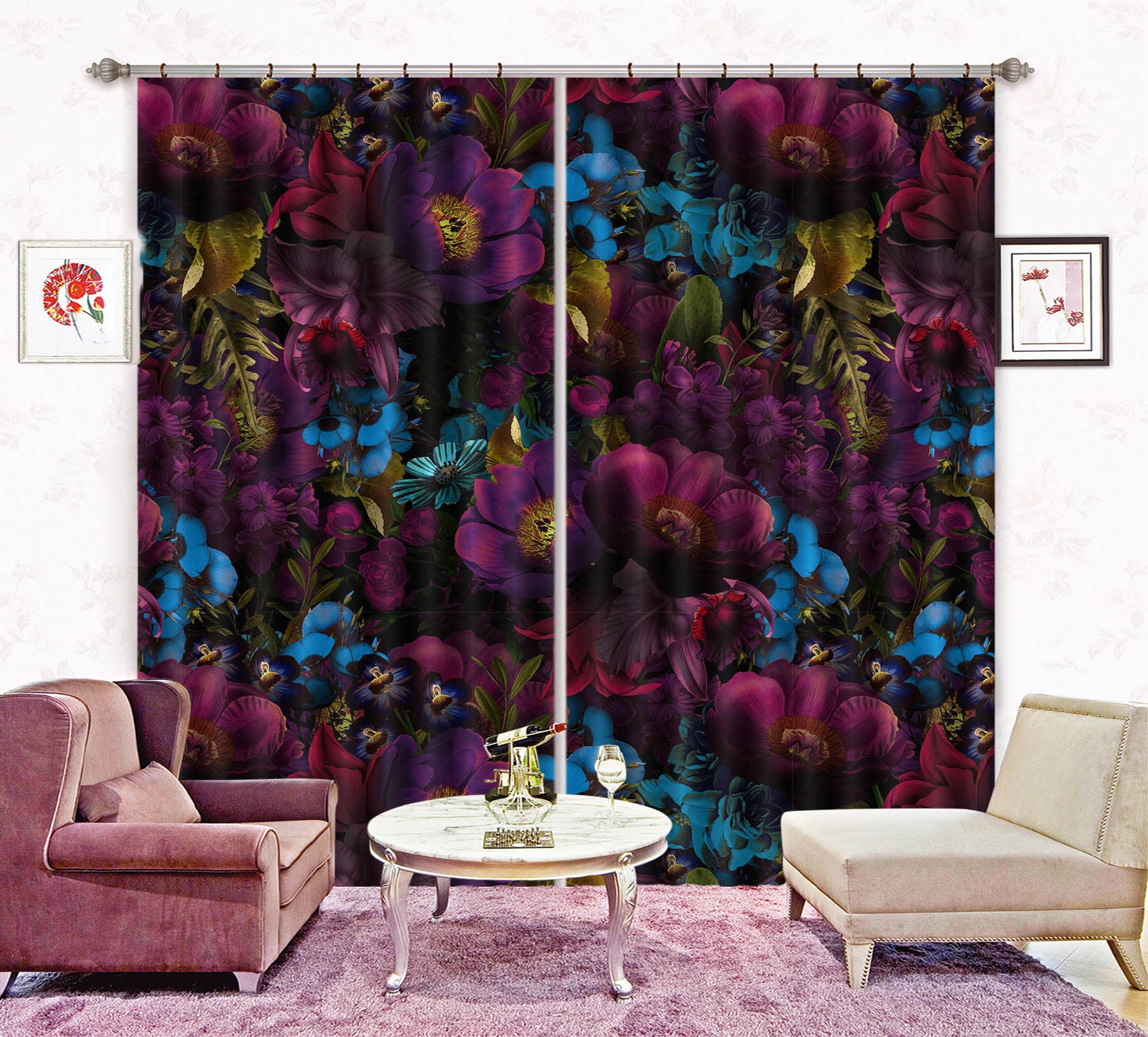 3D Color Night 105 Uta Naumann Curtain Curtains Drapes