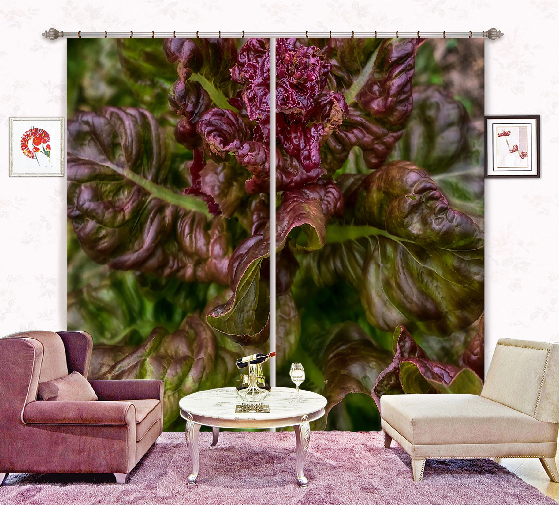 3D Red Leaf 012 Jerry LoFaro Curtain Curtains Drapes