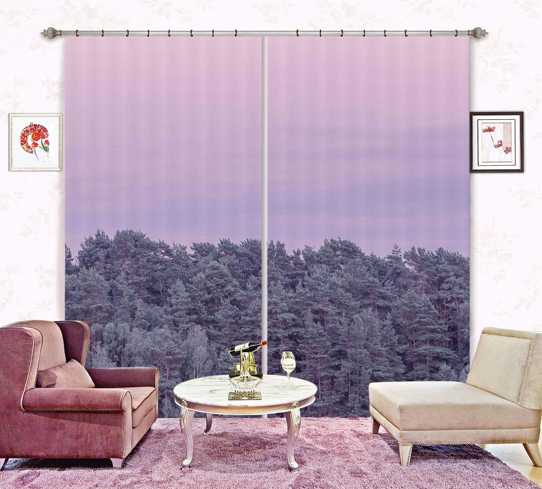 3D Sky Pine 6397 Assaf Frank Curtain Curtains Drapes