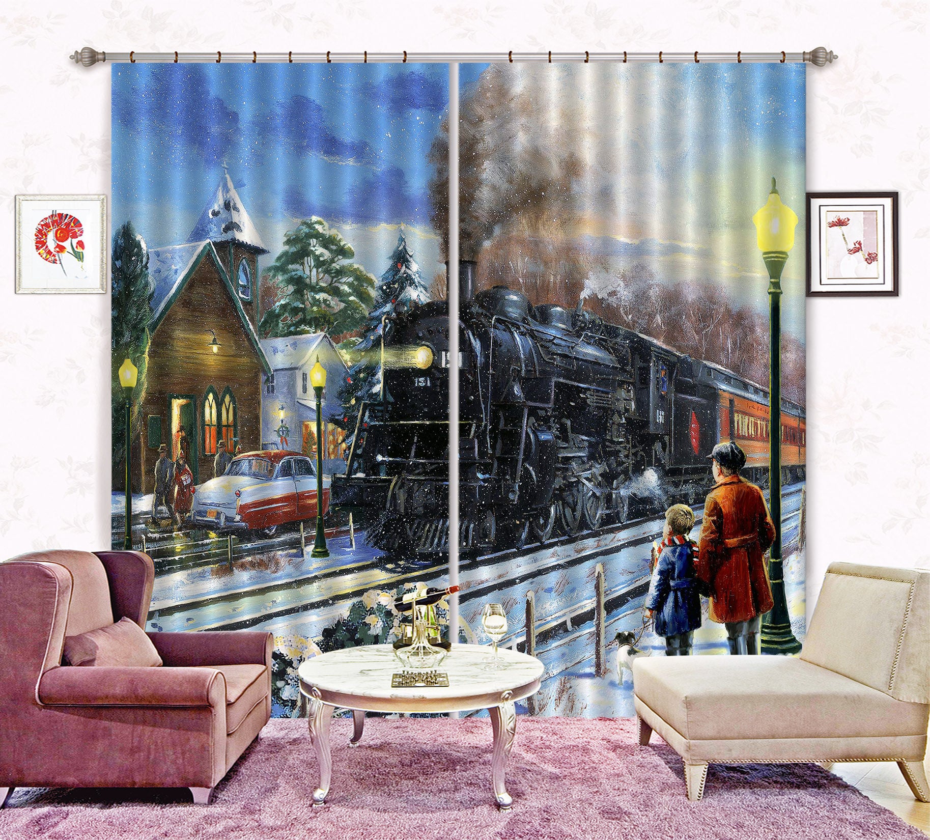 3D Train Track 149 Kevin Walsh Curtain Curtains Drapes