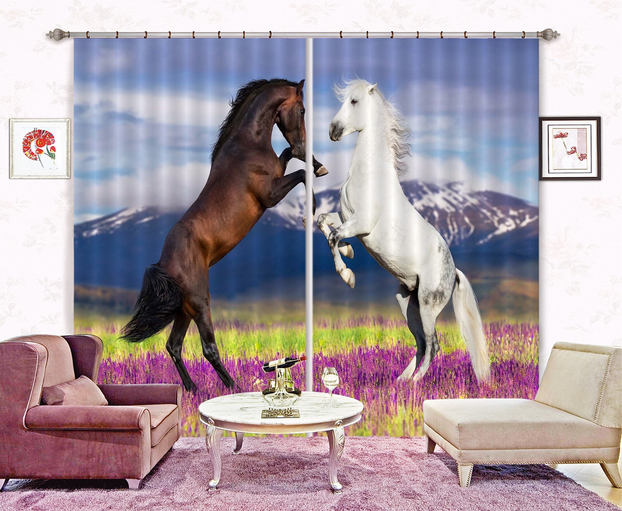 3D Fighting Horses 49 Curtains Drapes Wallpaper AJ Wallpaper 