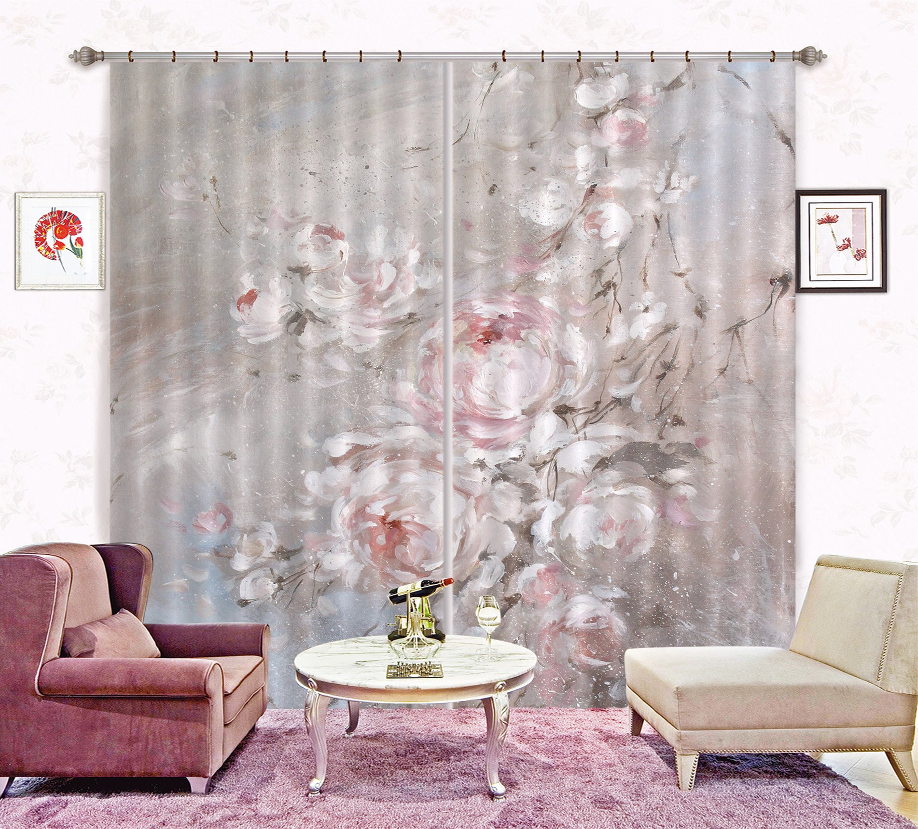 3D Flower Pink Branch 3011 Debi Coules Curtain Curtains Drapes