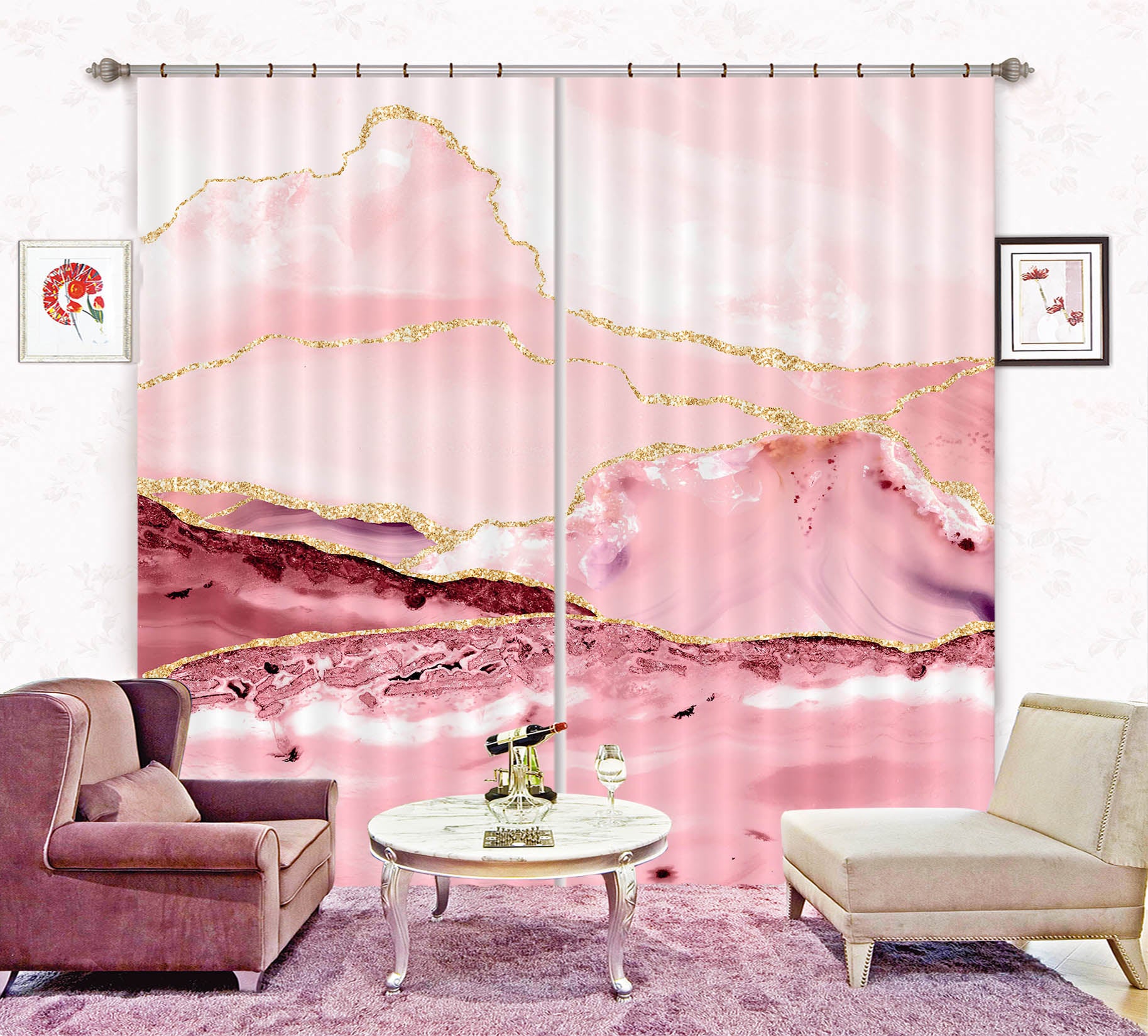 3D Pink Modernization 191 Uta Naumann Curtain Curtains Drapes