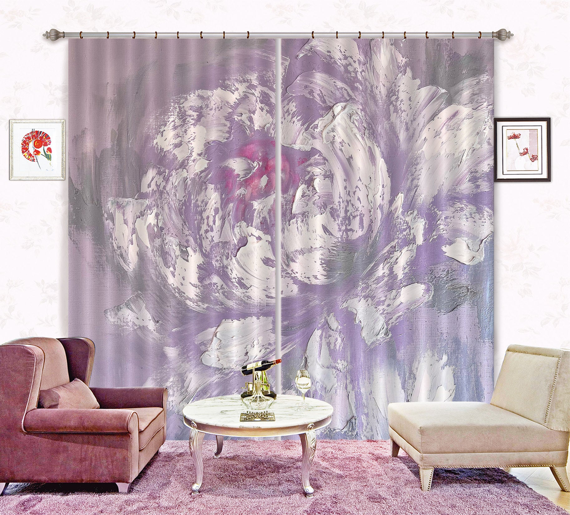 3D Painted Flowers 3016 Skromova Marina Curtain Curtains Drapes