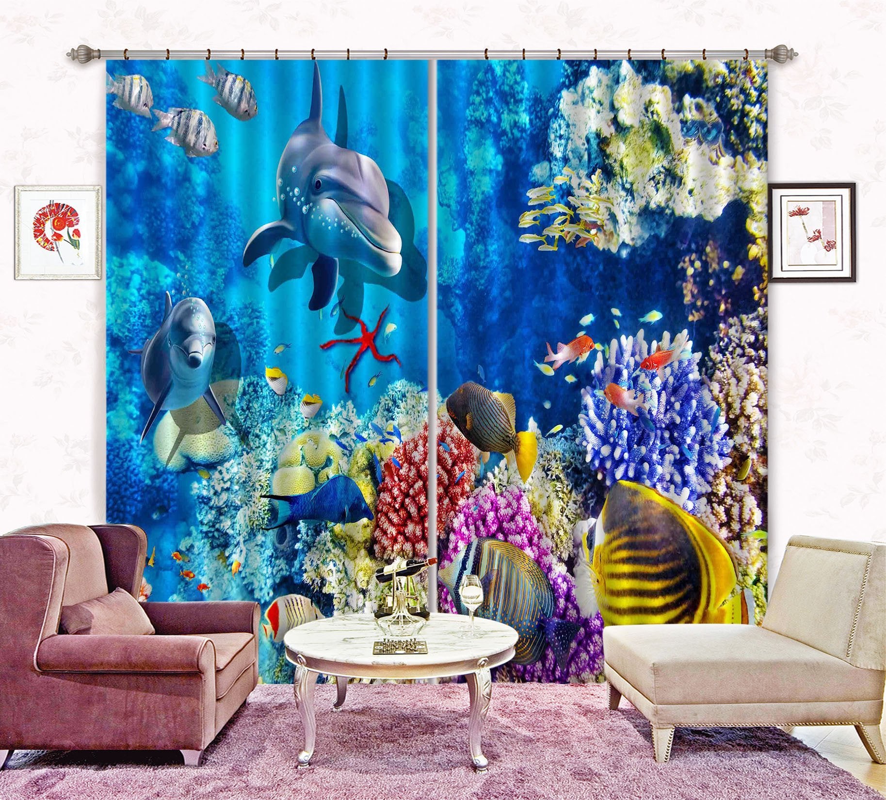 3D Bright Ocean World 2262 Curtains Drapes Wallpaper AJ Wallpaper 