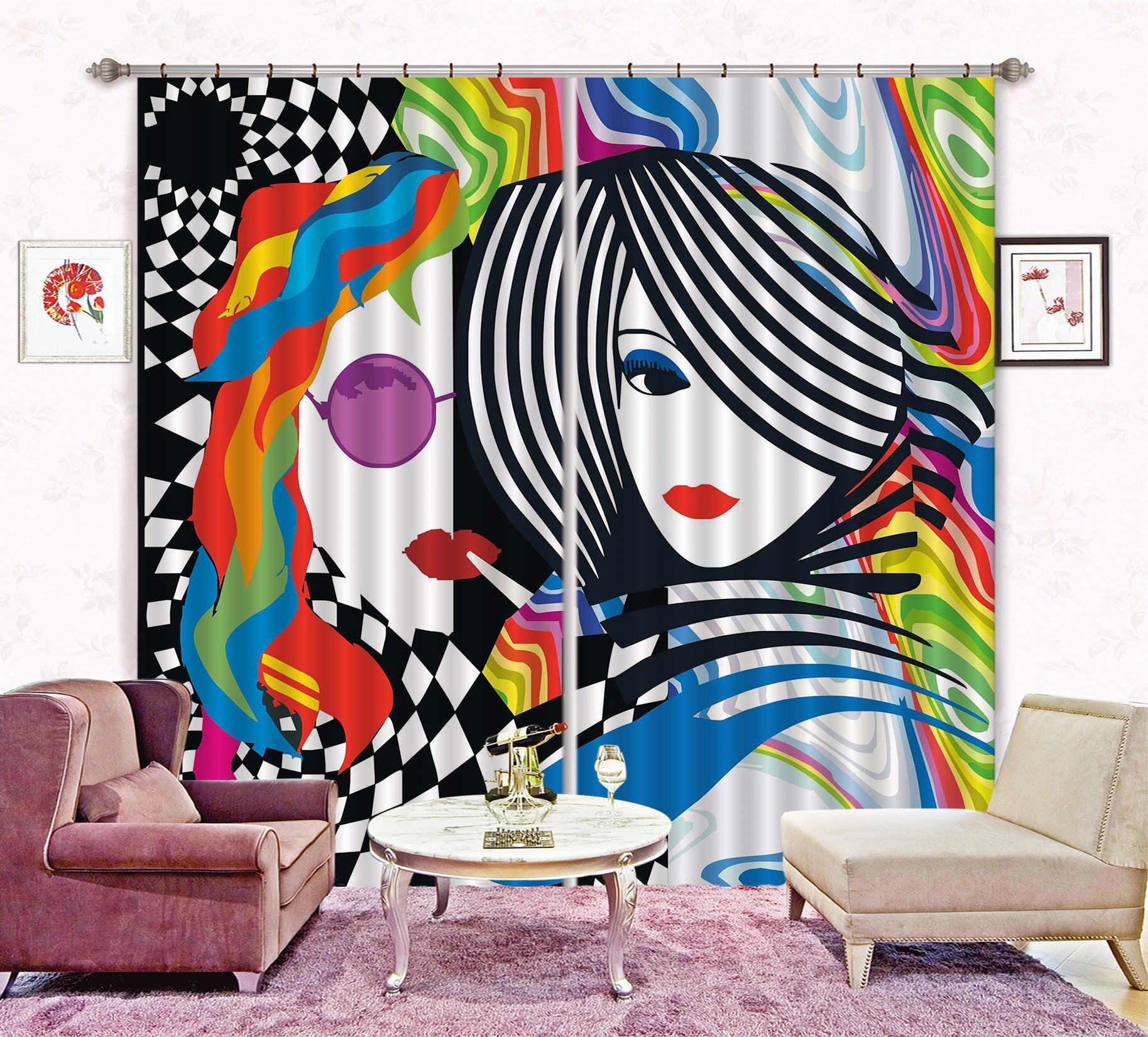3D Fashion Women Pattern 2355 Curtains Drapes Wallpaper AJ Wallpaper 