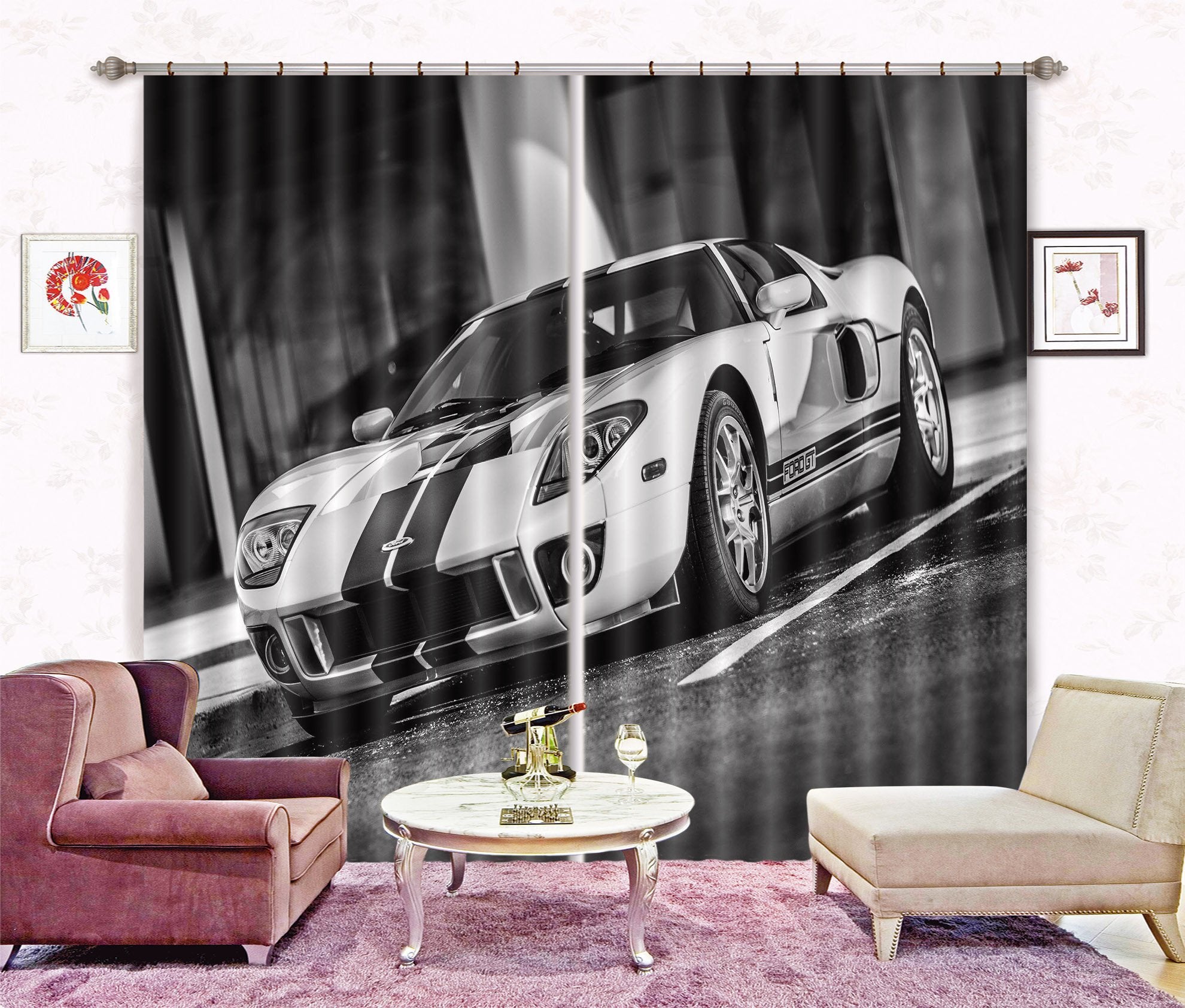 3D Sports Car 380 Curtains Drapes Wallpaper AJ Wallpaper 