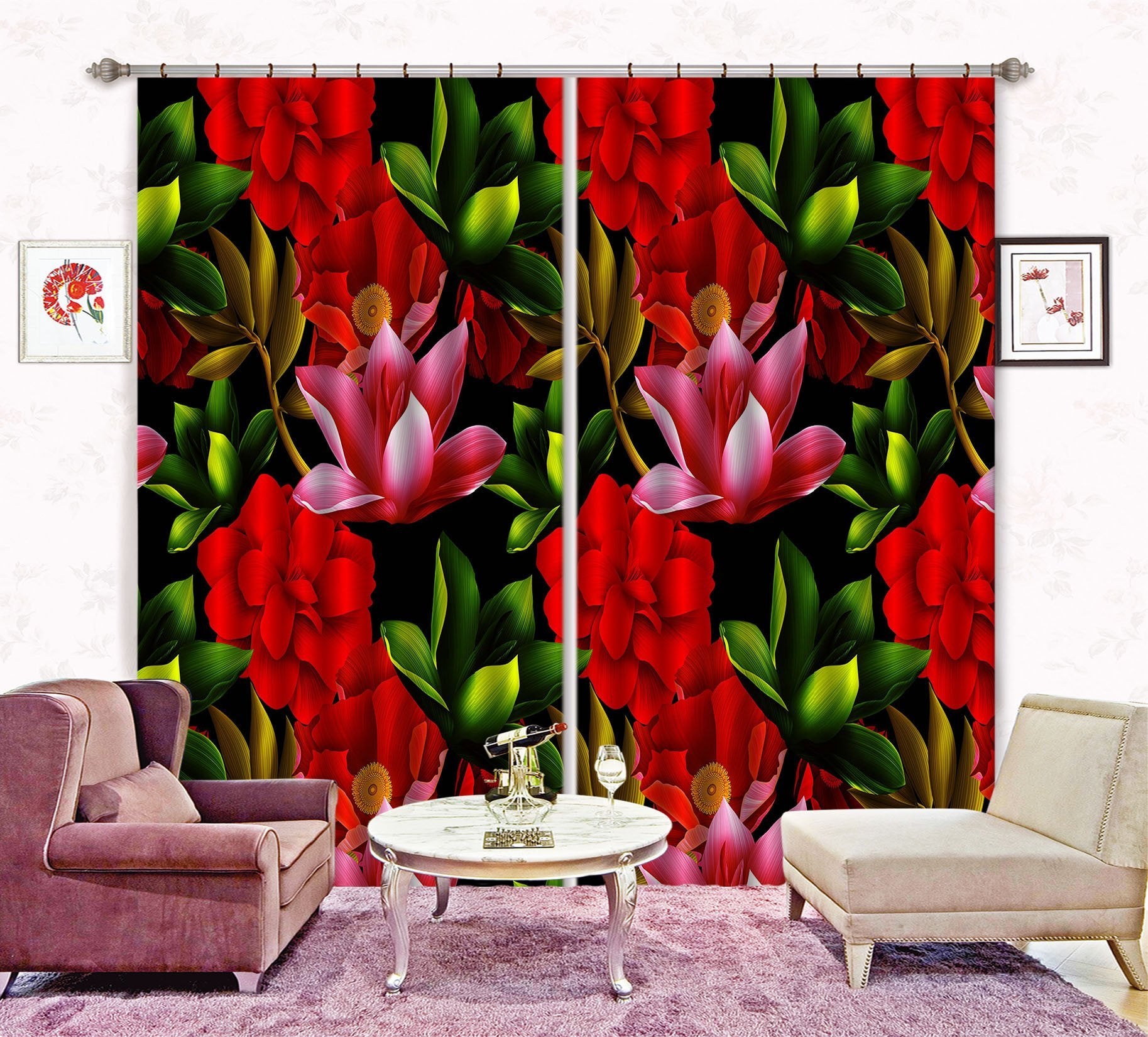 3D Bright Flowers 2323 Curtains Drapes Wallpaper AJ Wallpaper 