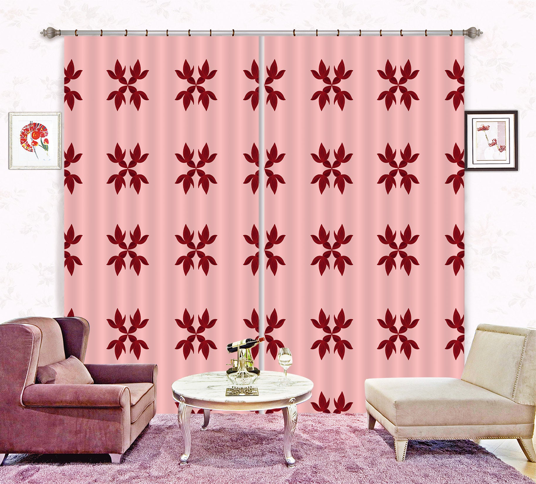 3D Red Pattern 11167 Kashmira Jayaprakash Curtain Curtains Drapes