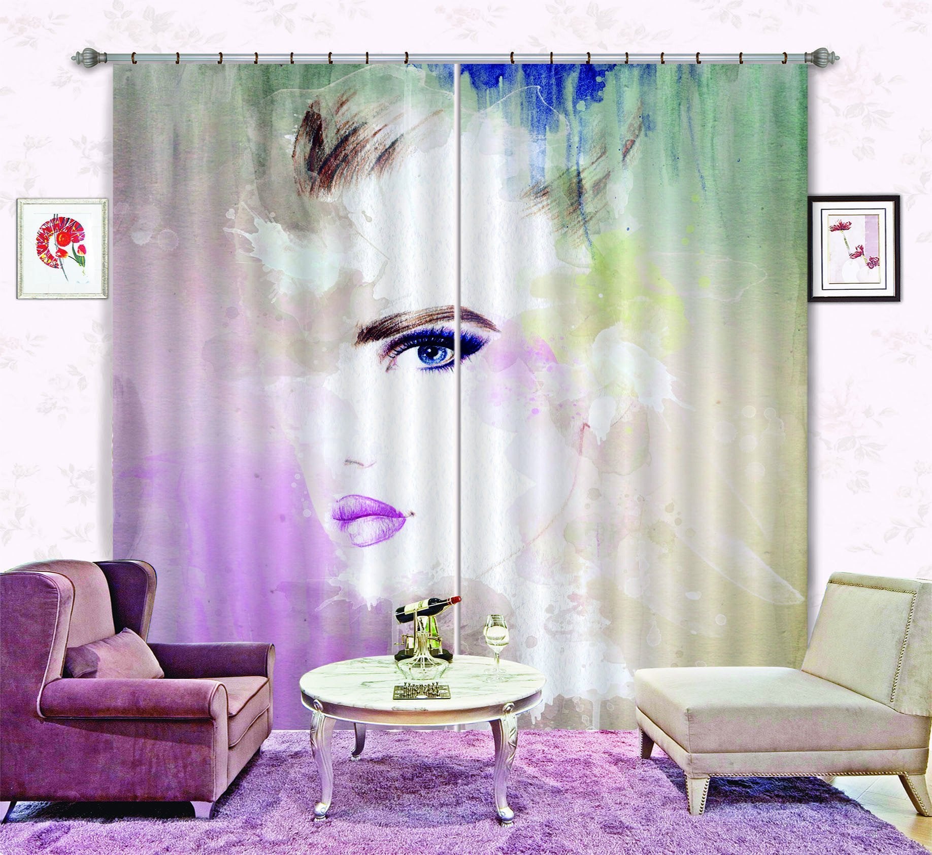 3D Graffiti Elegant Lady 655 Curtains Drapes Wallpaper AJ Wallpaper 
