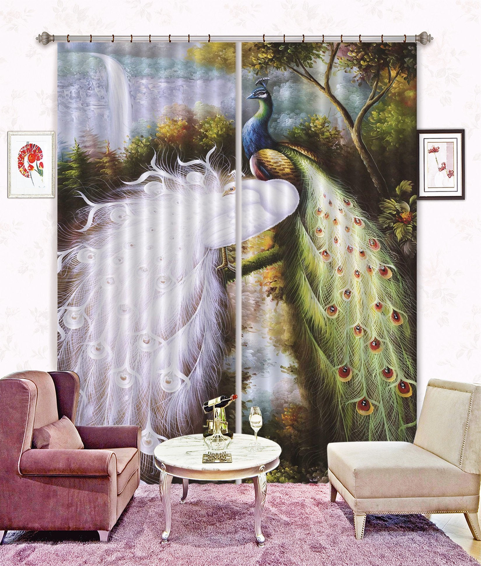 3D Peacocks 45 Curtains Drapes Wallpaper AJ Wallpaper 