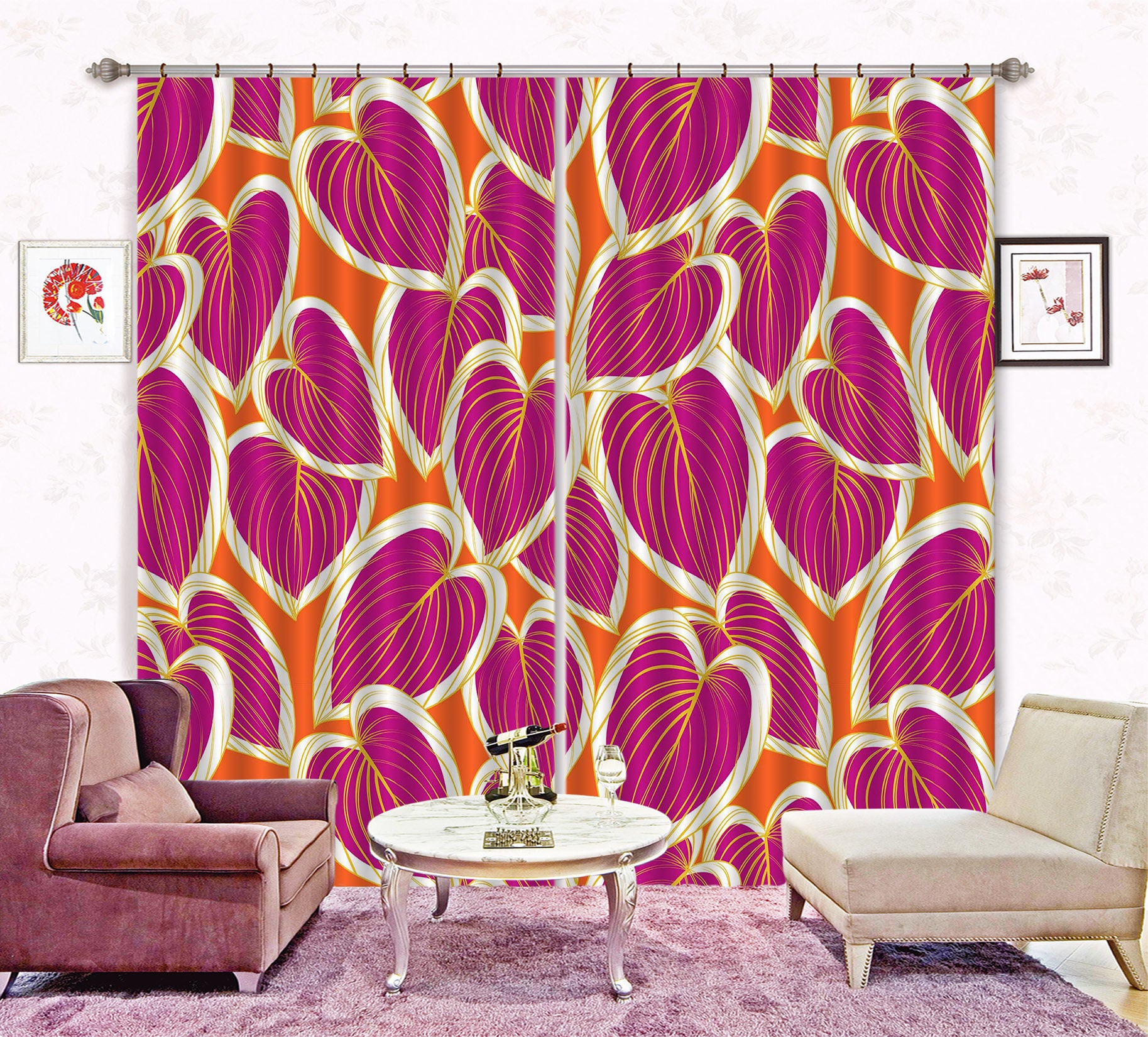 3D Red Heart Flower Pattern 11129 Kashmira Jayaprakash Curtain Curtains Drapes