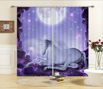 3D Fabulous Unicorns 085 Curtains Drapes Curtains AJ Creativity Home 