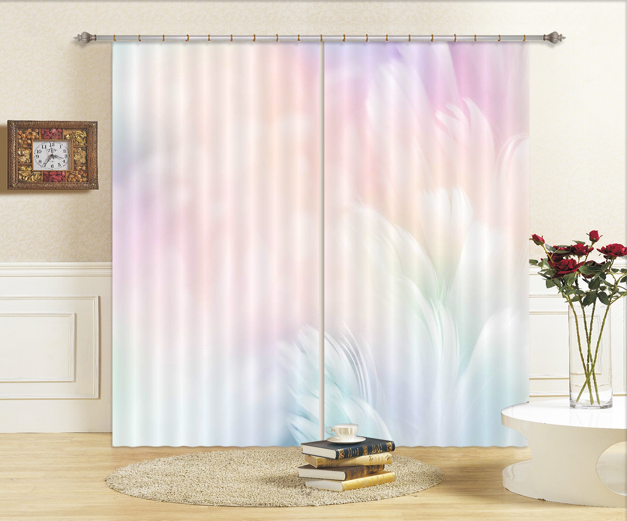 3D Colored Feathers 124 Curtains Drapes