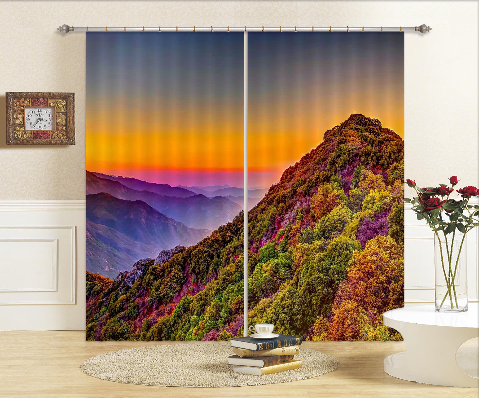 3D Deep Mountain 850 Curtains Drapes