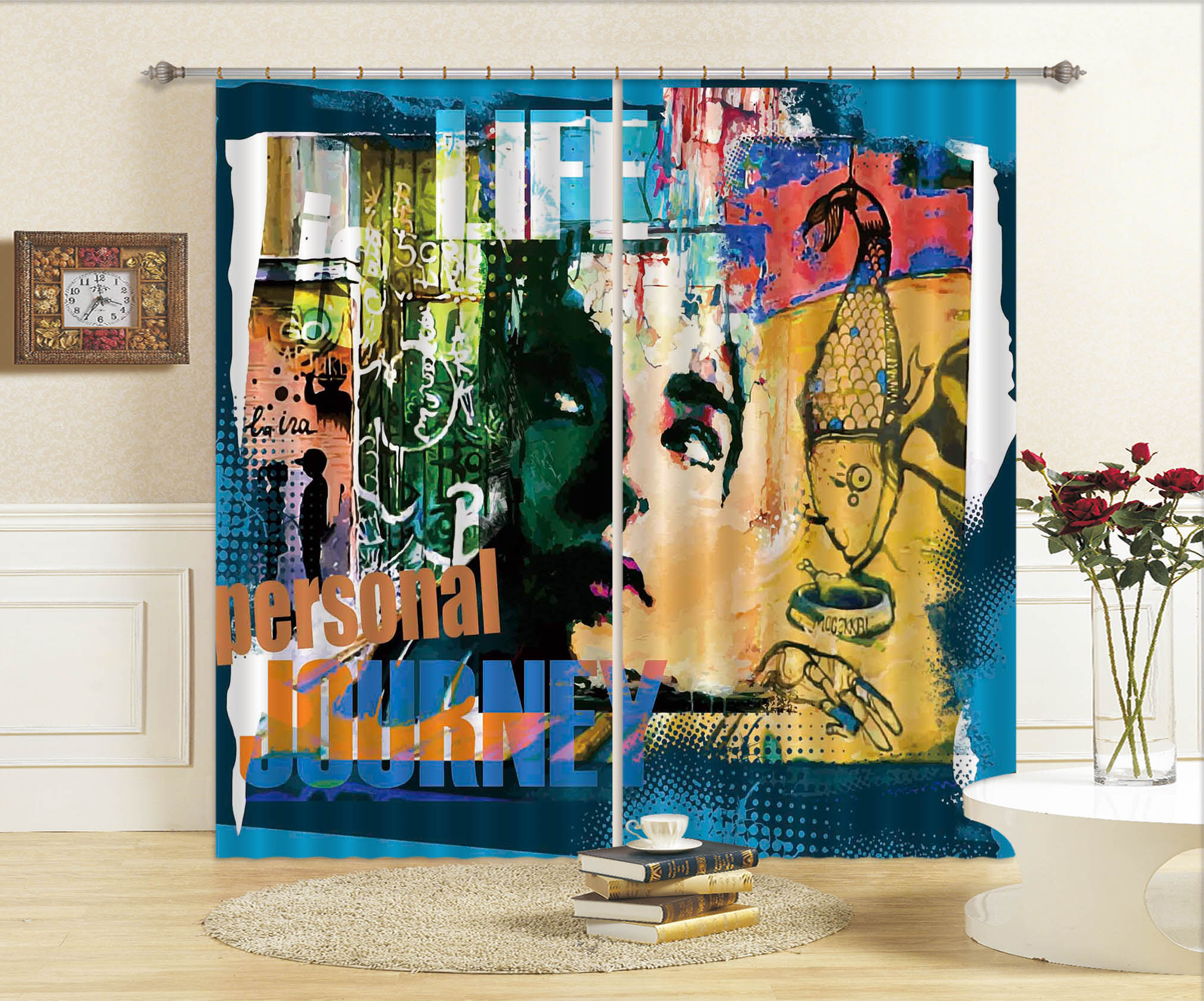 3D Painted Girl 102 Curtains Drapes