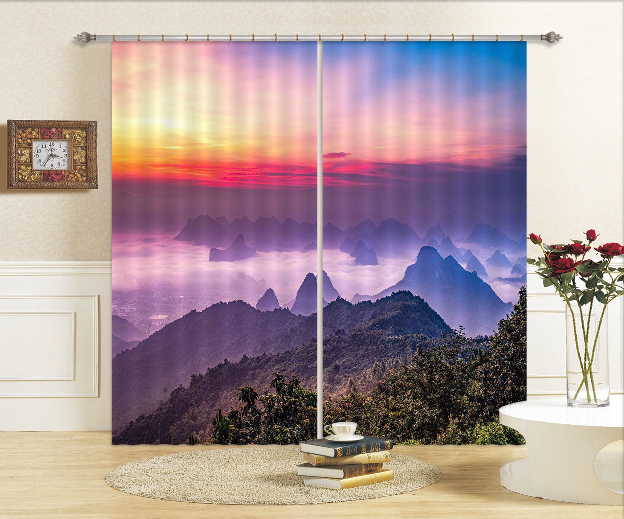 3D Morning Valley 835 Curtains Drapes