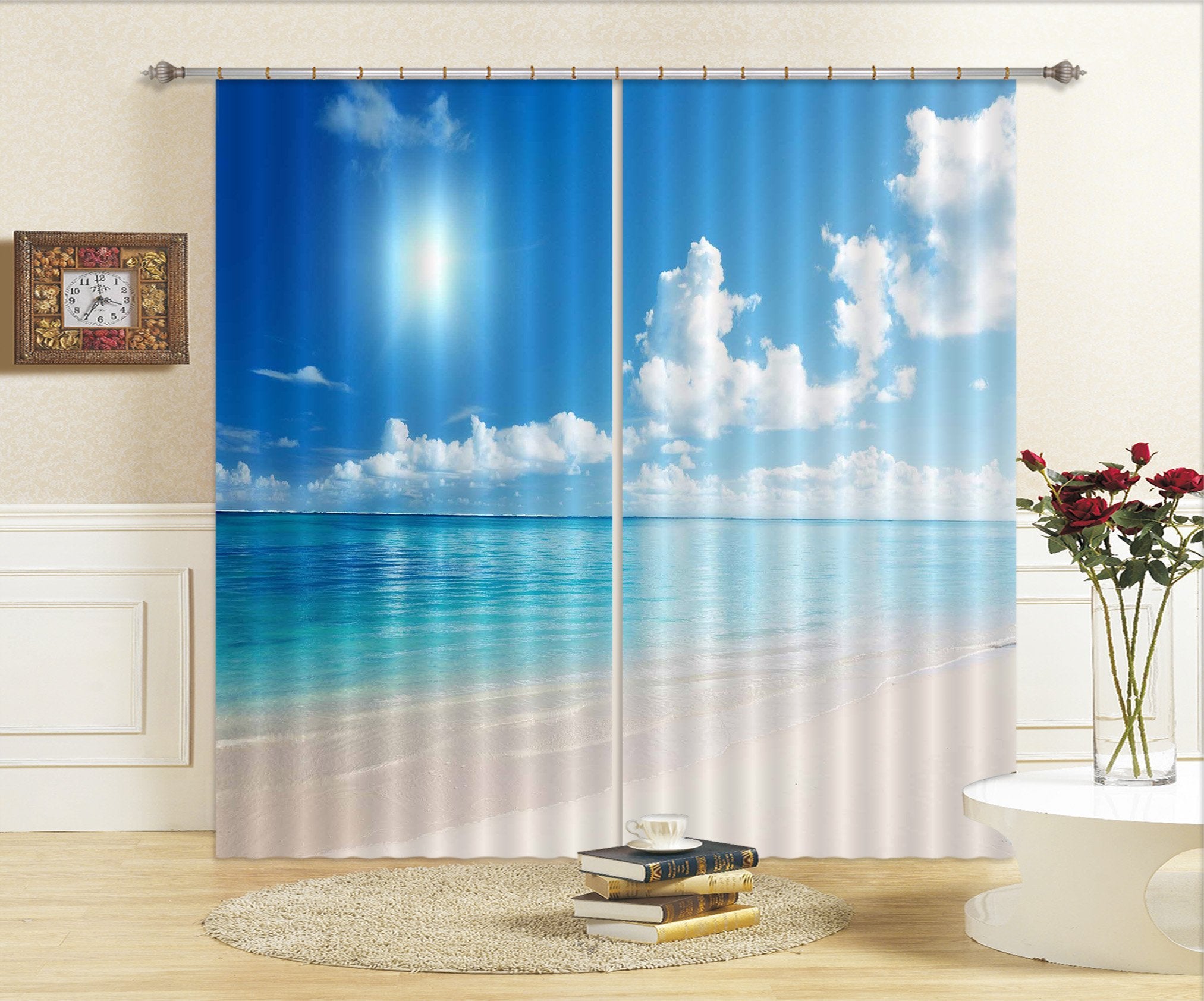 3D Sunny Sea Scenery 2265 Curtains Drapes Wallpaper AJ Wallpaper 