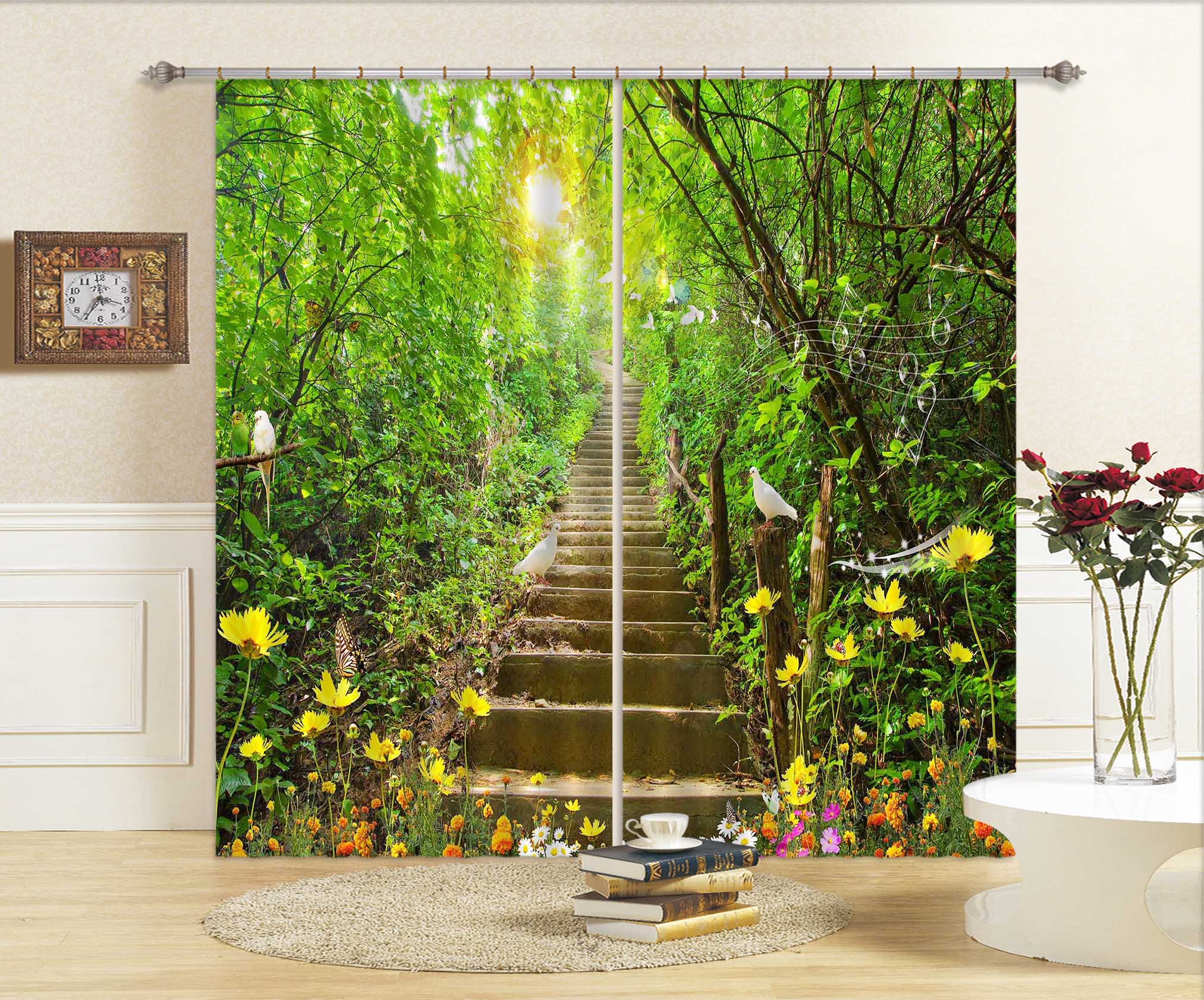 3D Forest Path 136 Curtains Drapes