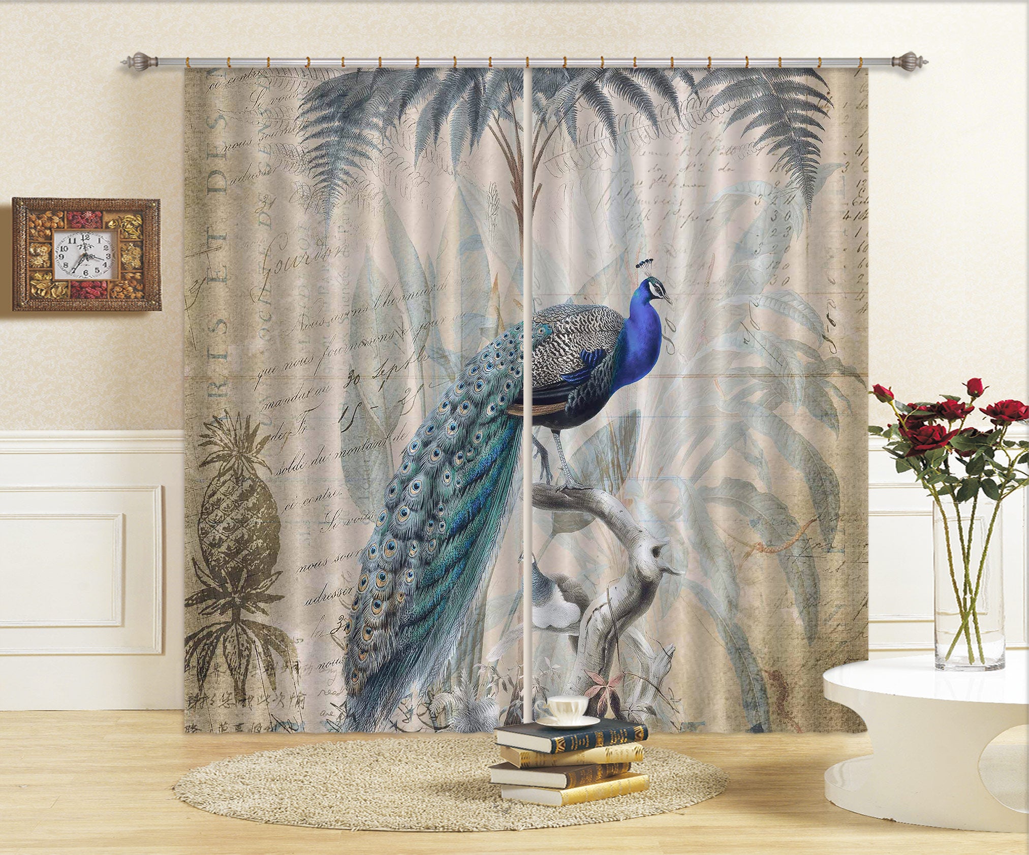 3D Peacock Jungle 007 Andrea haase Curtain Curtains Drapes