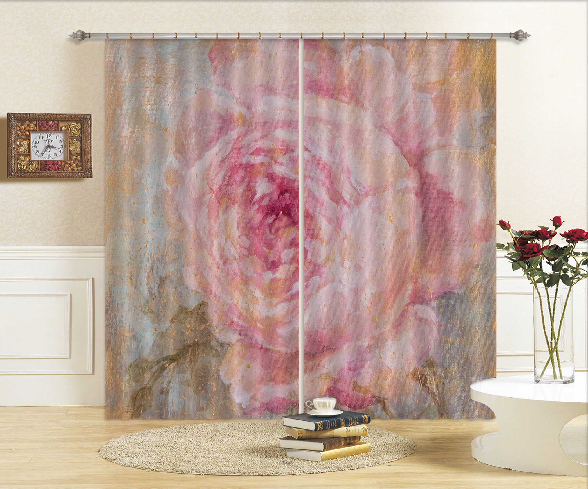 3D Pink Flower 3069 Debi Coules Curtain Curtains Drapes