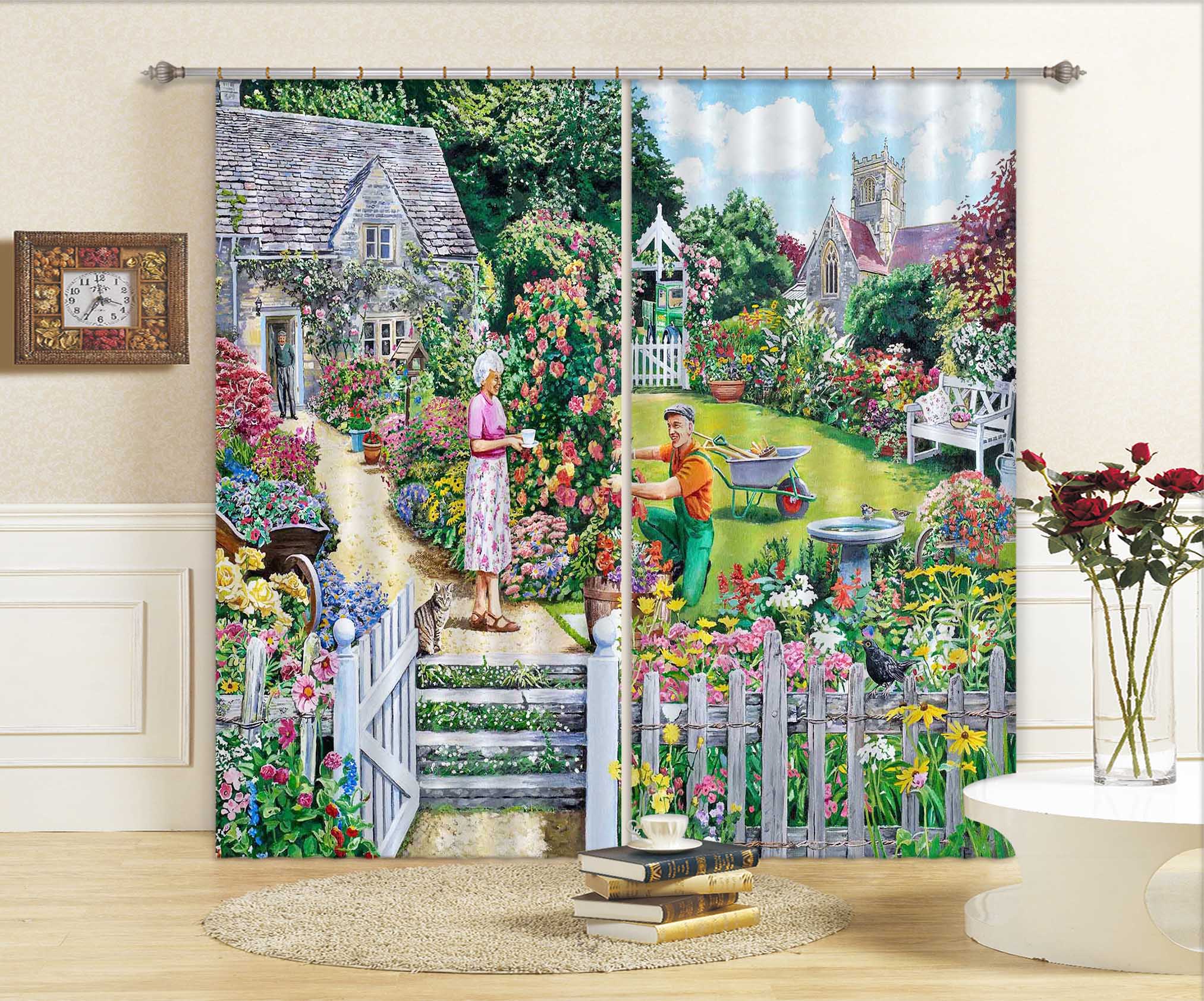 3D Cottage Garden 096 Trevor Mitchell Curtain Curtains Drapes