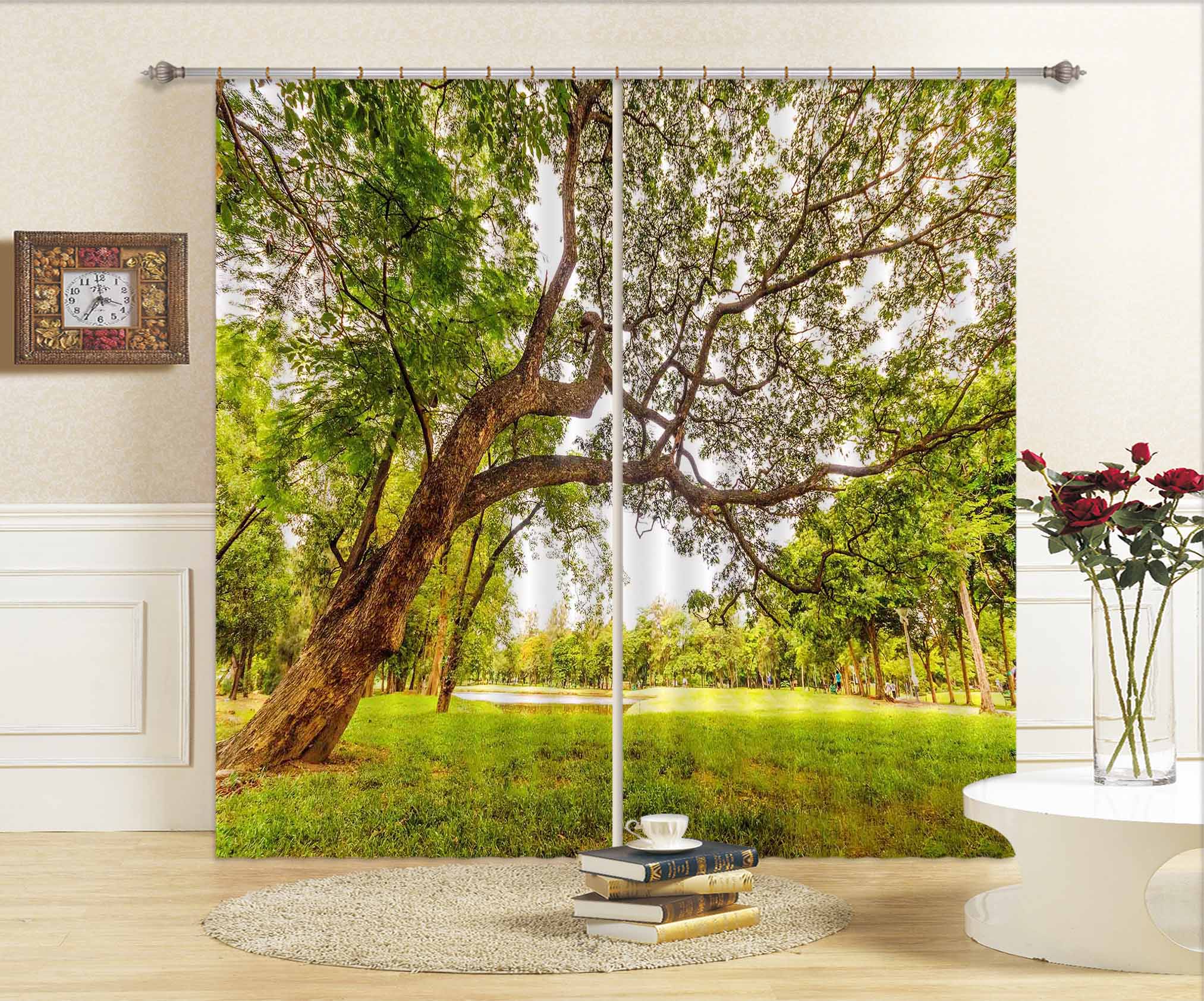 3D Park Tree 833 Curtains Drapes