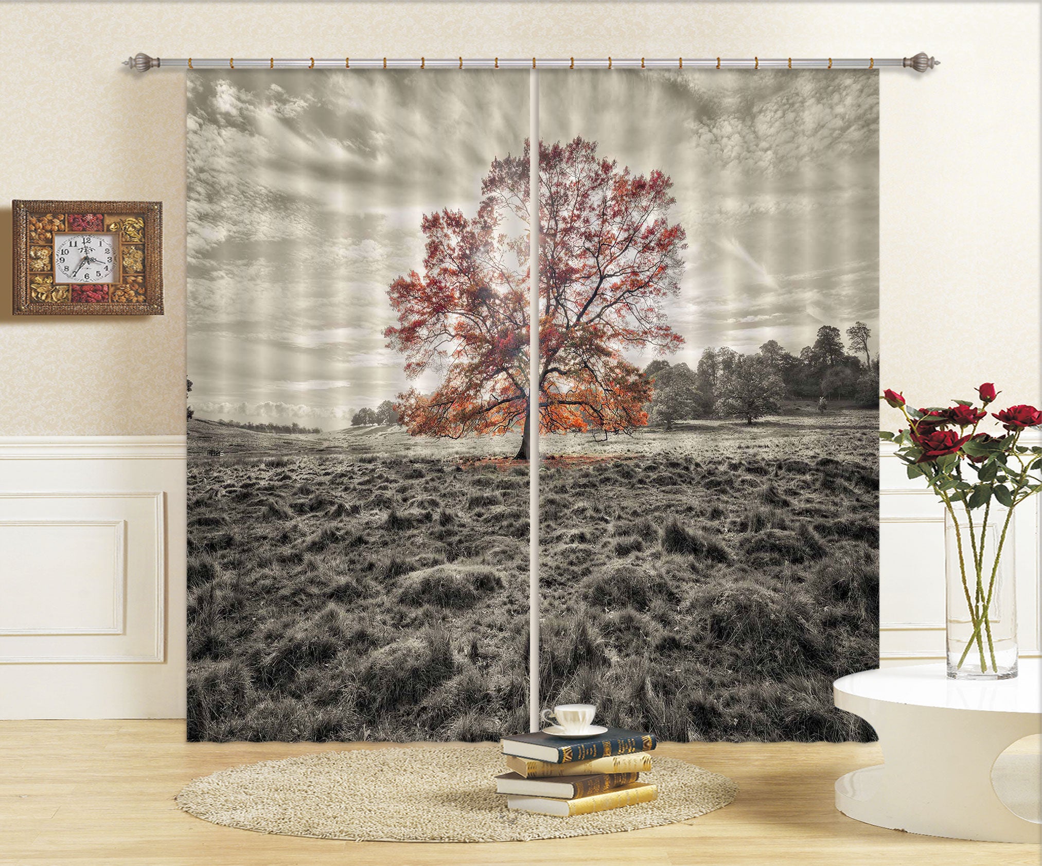 3D Red Tree 063 Assaf Frank Curtain Curtains Drapes