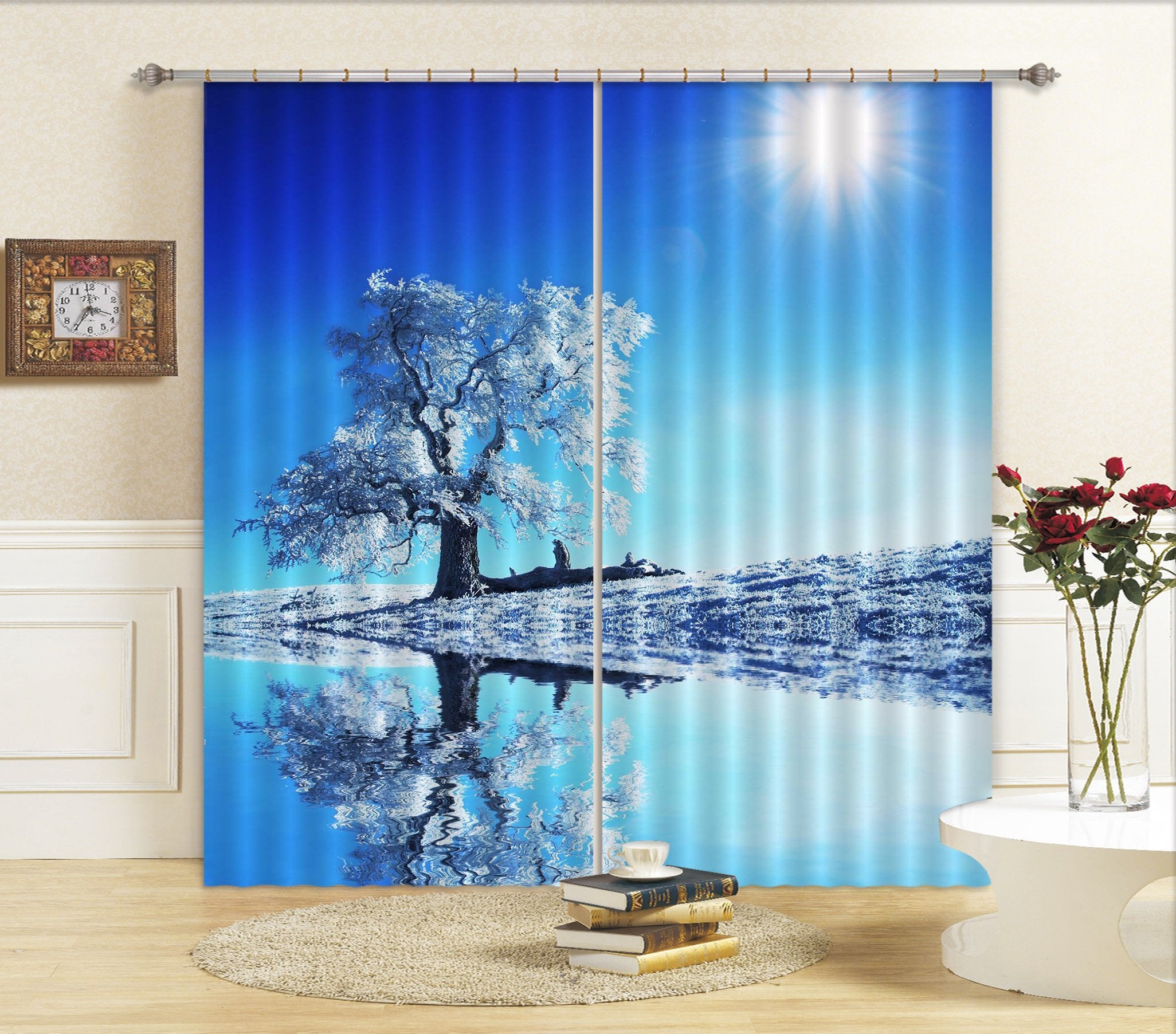3D Riverside Silver Tree 249 Curtains Drapes Wallpaper AJ Wallpaper 