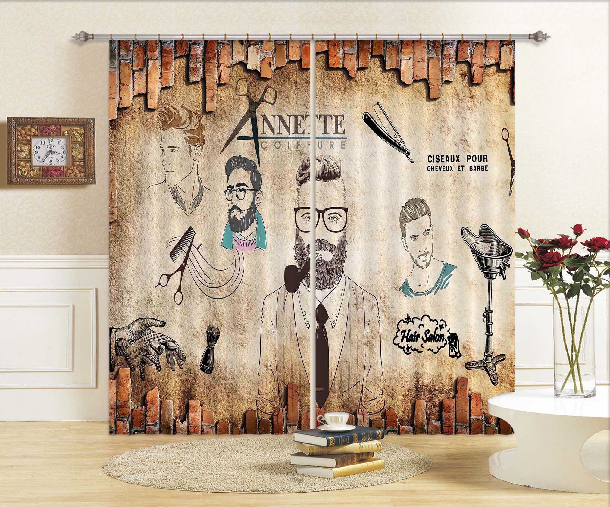3D Barbershop 860 Curtains Drapes Wallpaper AJ Wallpaper 