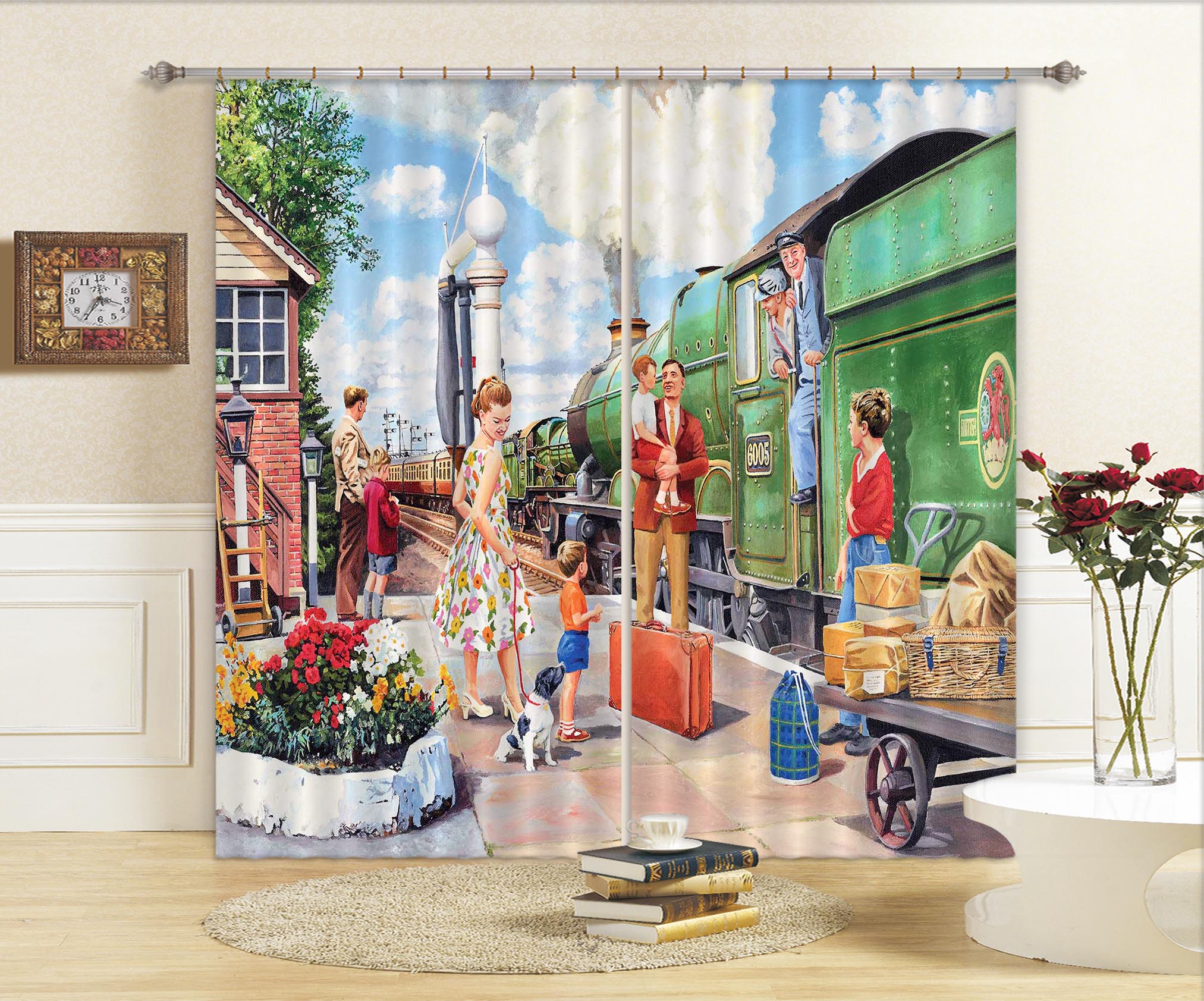 3D The Train Driver 109 Trevor Mitchell Curtain Curtains Drapes