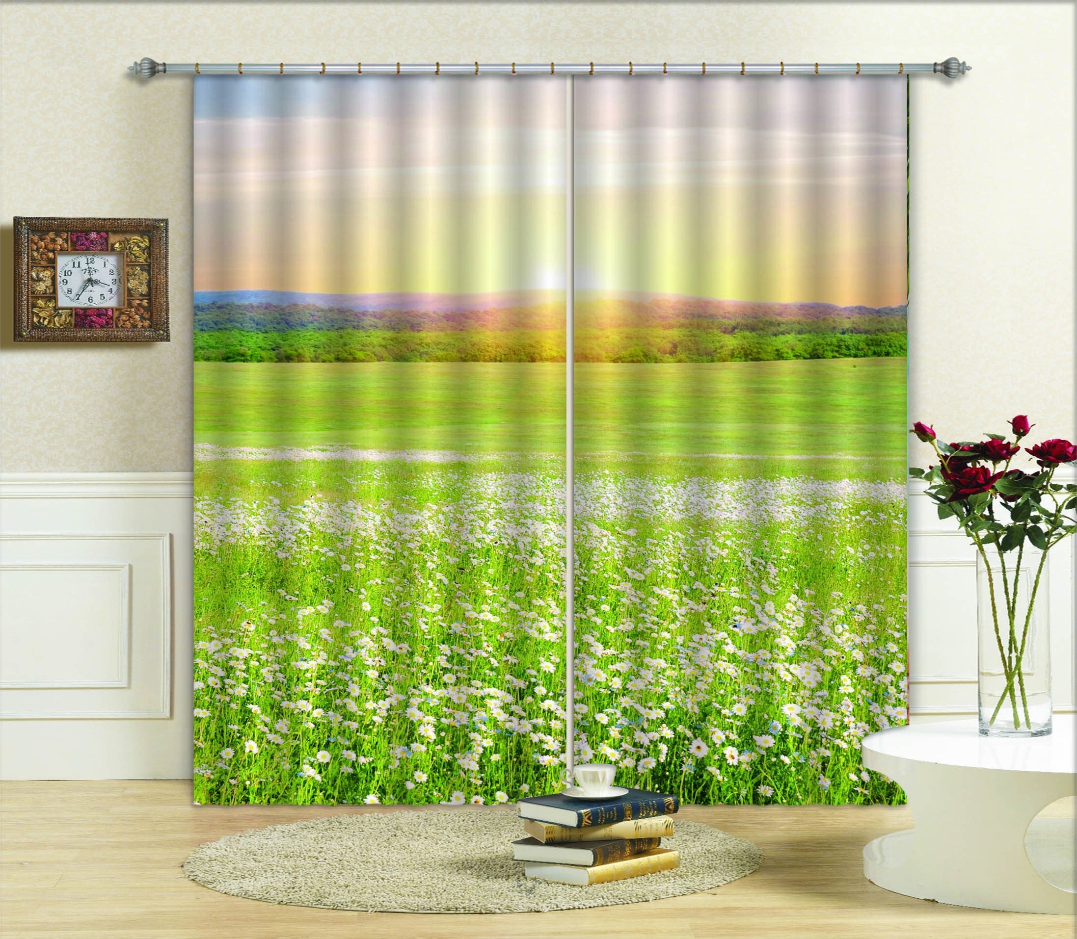 3D Grassland Flowers 786 Curtains Drapes Wallpaper AJ Wallpaper 