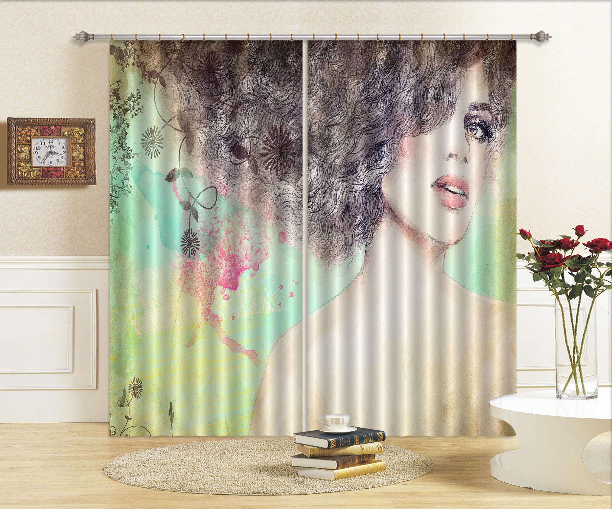 3D Long Hhair Model 002 Curtains Drapes